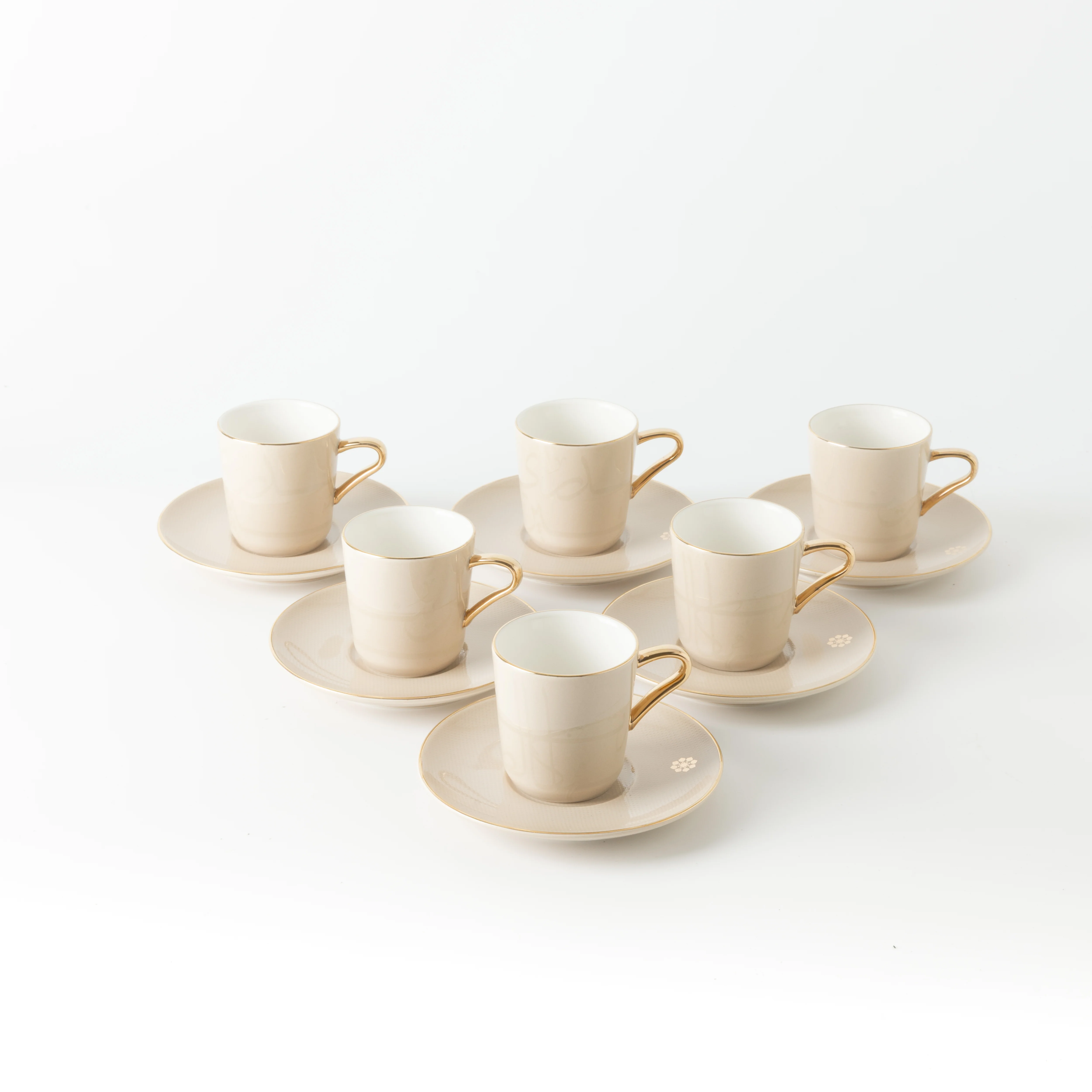 Mirral - Espresso/Turkish Coffee Set (12-Pc) - Beige & Gold - Image 8