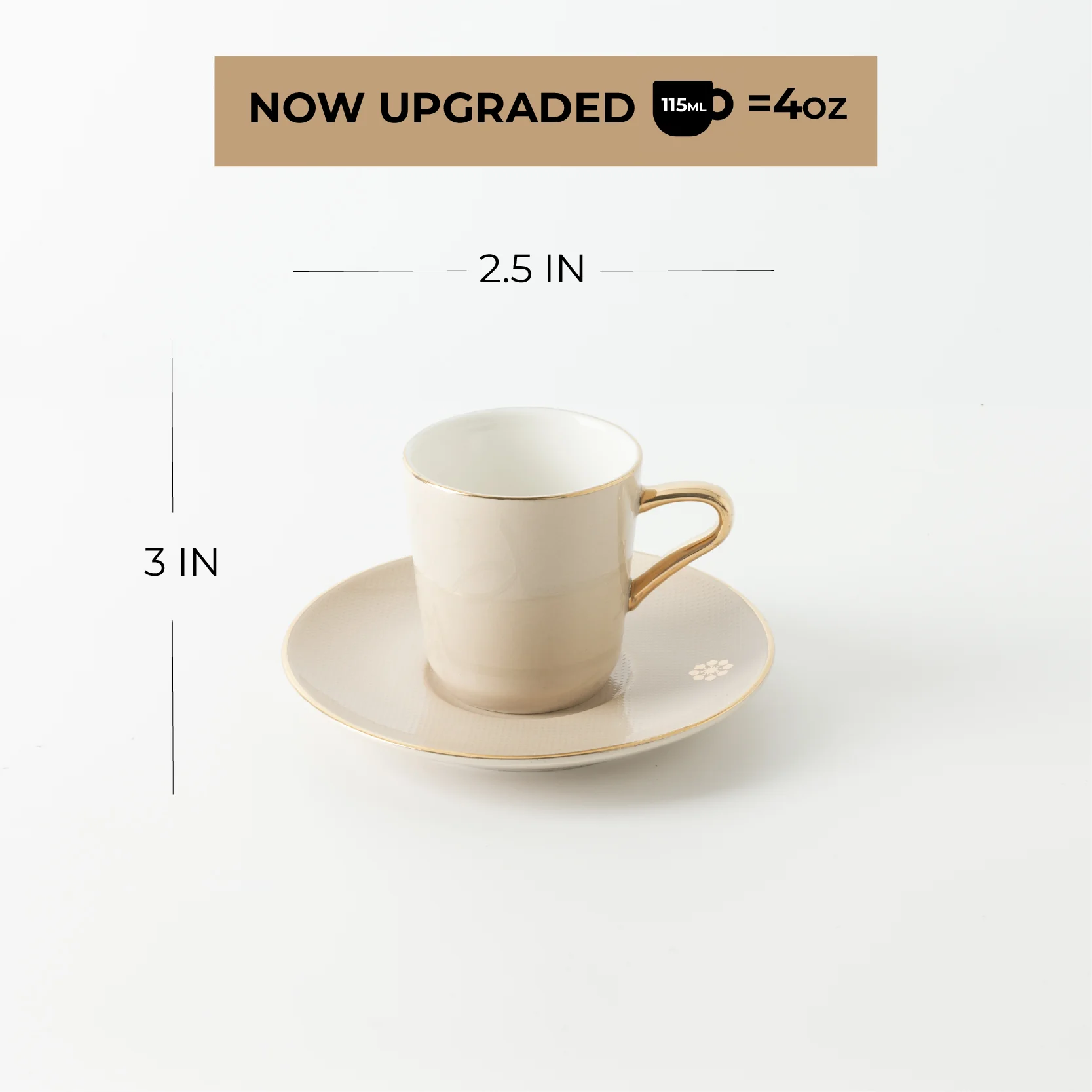 Mirral - Espresso/Turkish Coffee Set (12-Pc) - Beige & Gold - Image 9