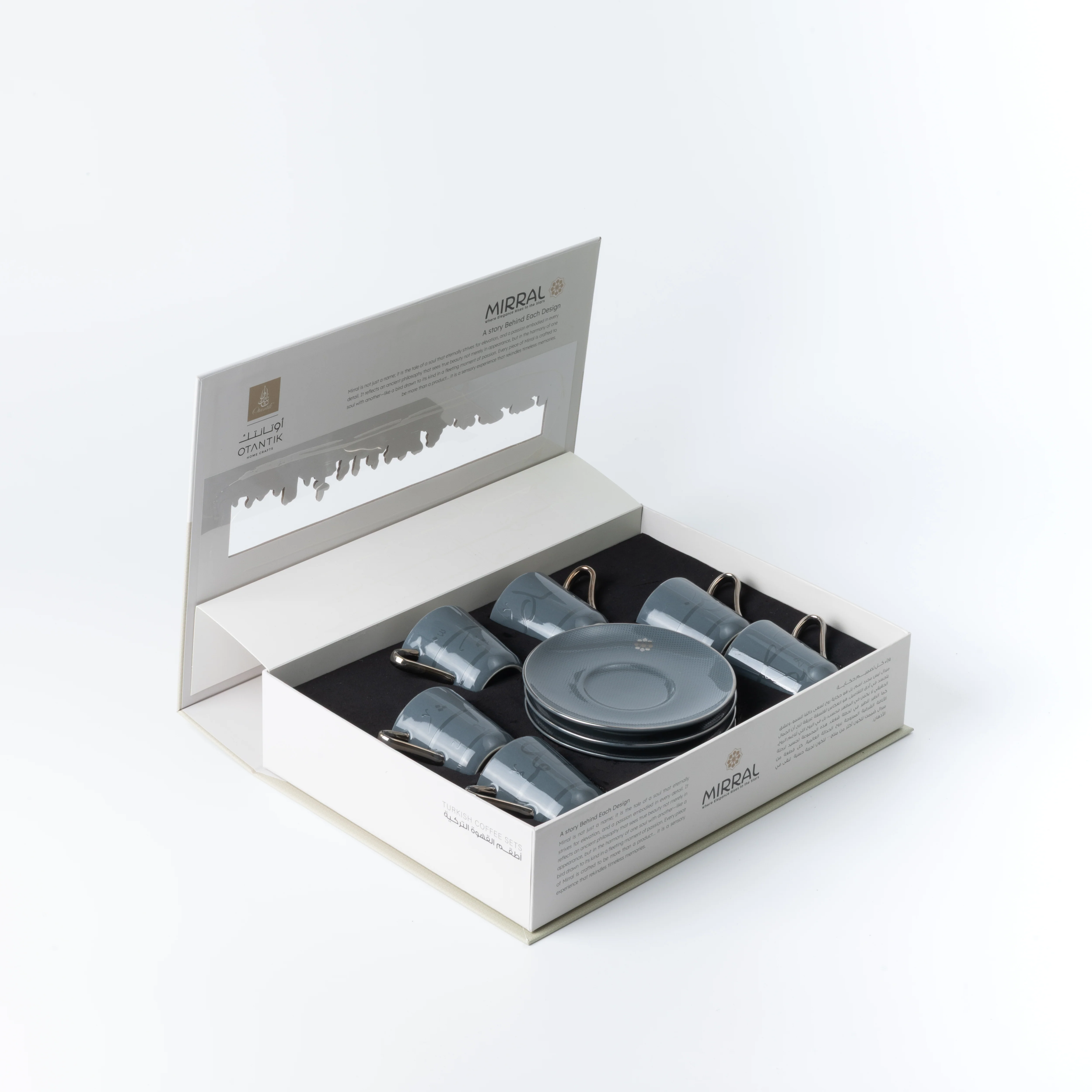 Mirral - Espresso/Turkish Coffee Set (12-Pc) - Dark Blue & Silver - Image 4