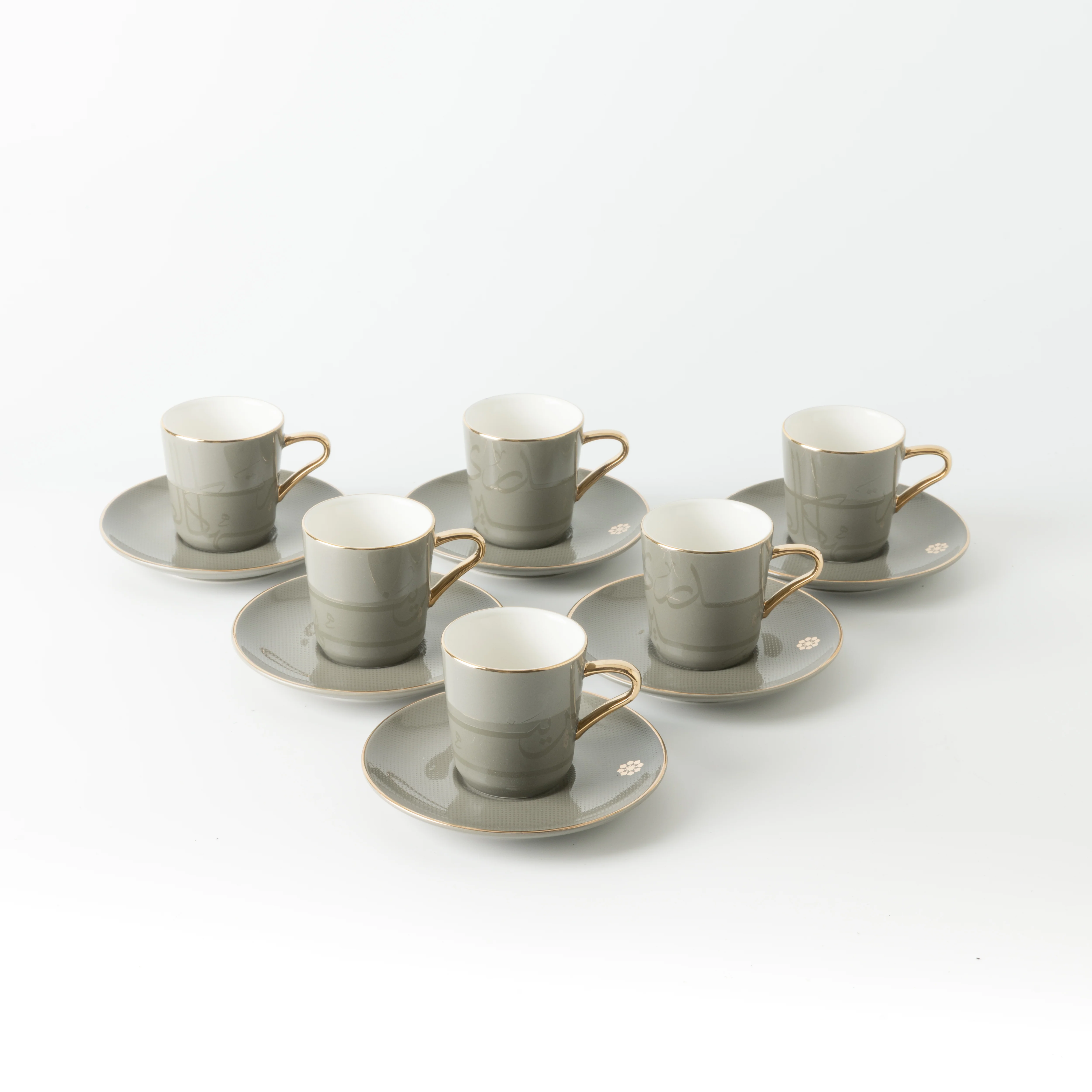 Mirral - Espresso/Turkish Coffee Set (12-Pc) - Grey & Gold - Image 9