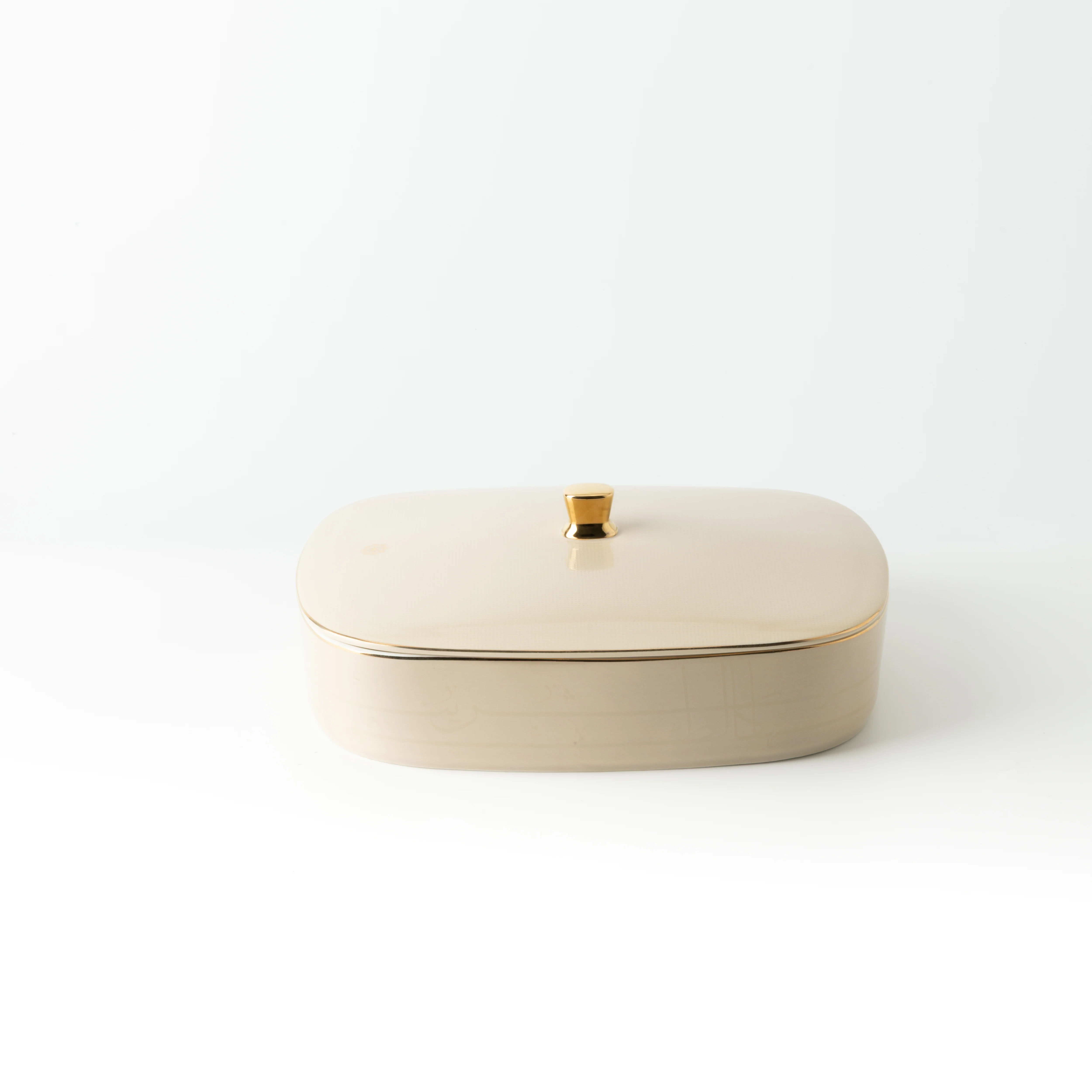 Mirral - Large Decorative Canister - Beige & Gold - Image 3
