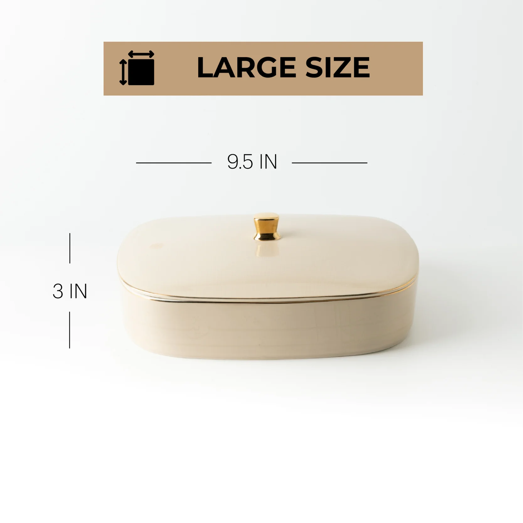 Mirral - Large Decorative Canister - Beige & Gold - Image 4