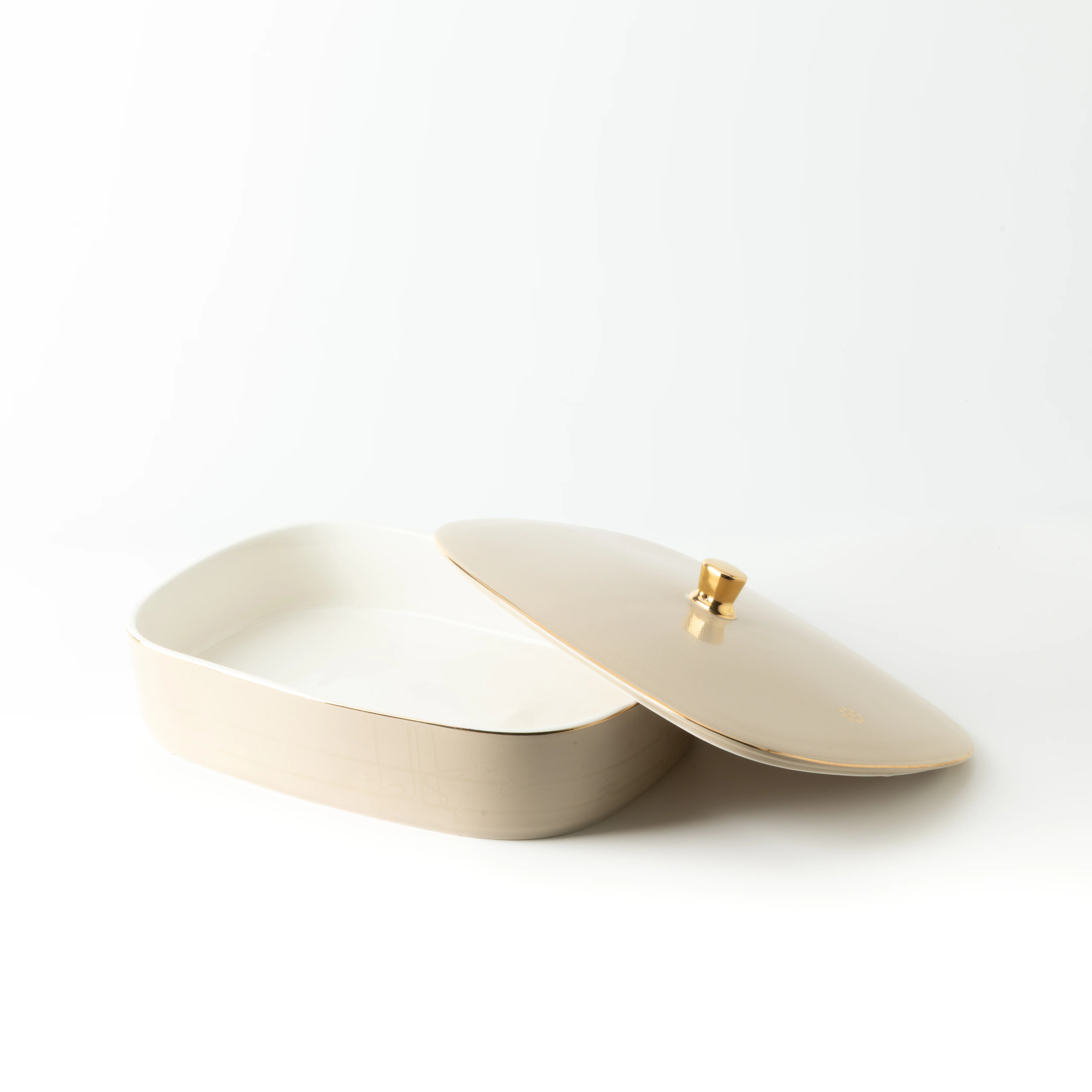 Mirral - Large Decorative Canister - Beige & Gold - Image 5