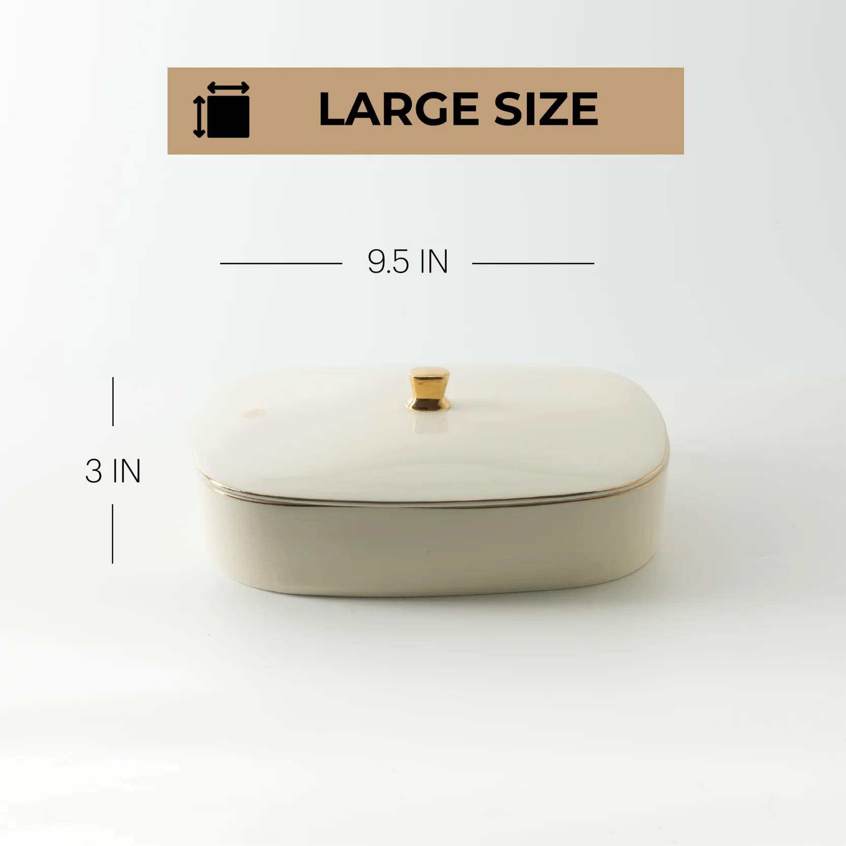 Mirral - Large Decorative Canister - White & Gold - Image 4