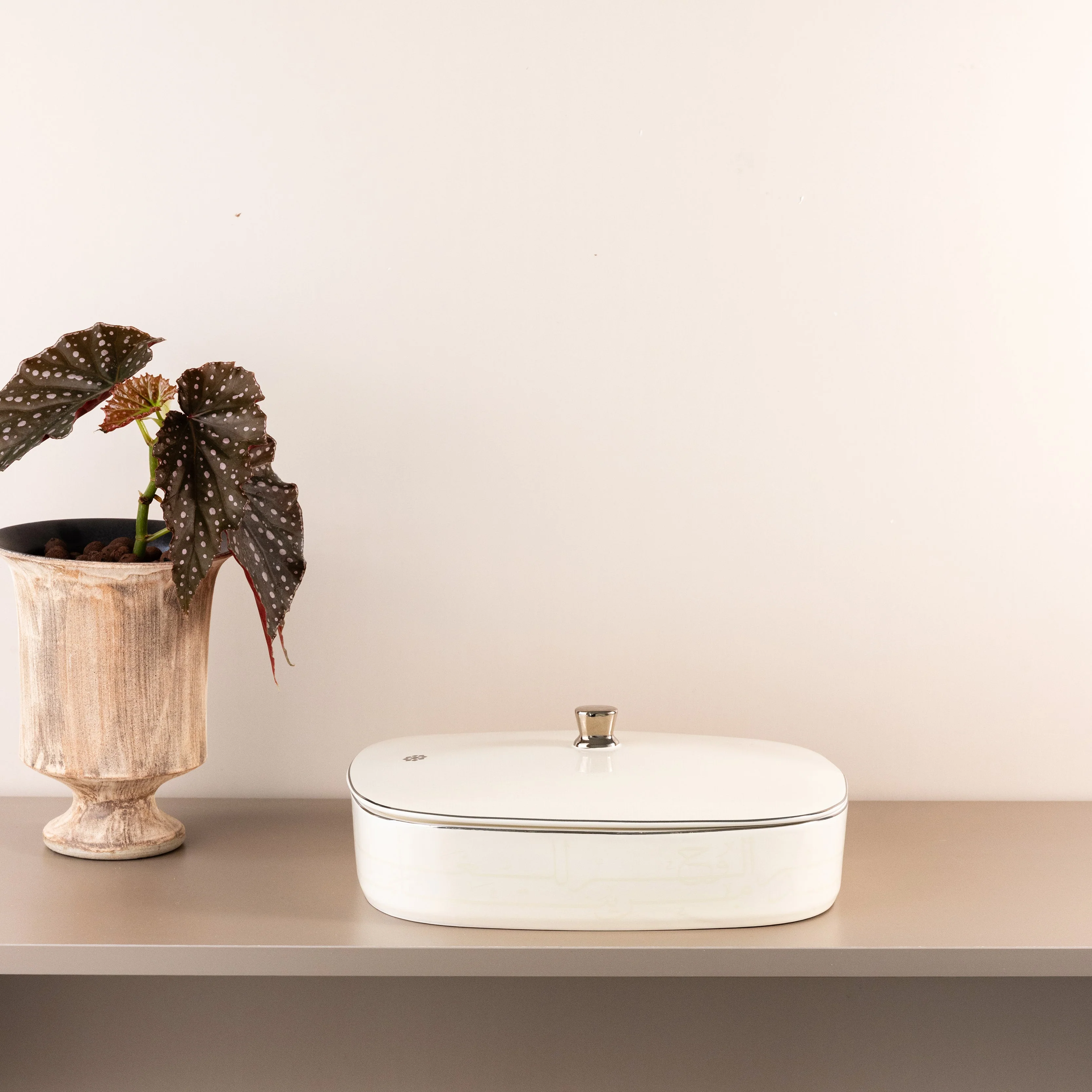 Mirral - Large Decorative Canister - White & Silver