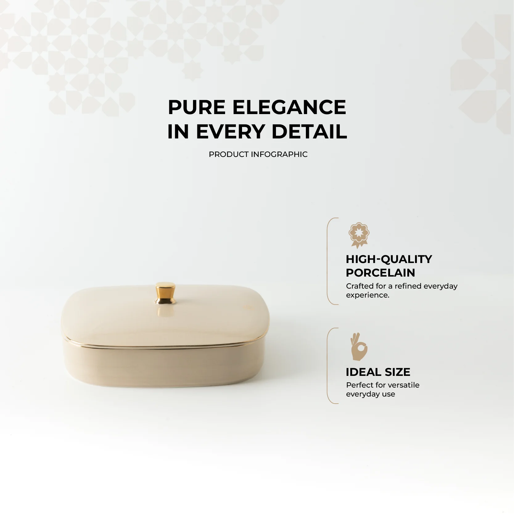 Mirral - Medium Decorative Canister - Beige & Gold - Image 2
