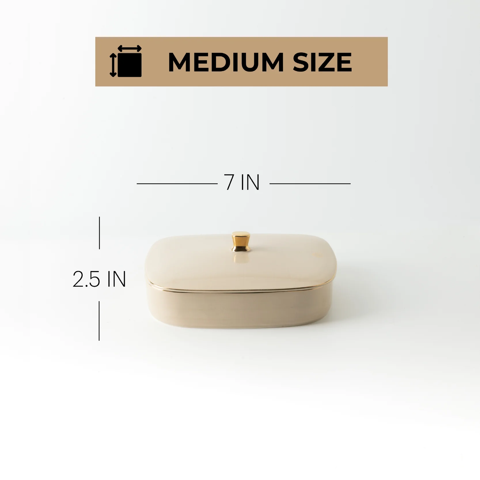 Mirral - Medium Decorative Canister - Beige & Gold - Image 4