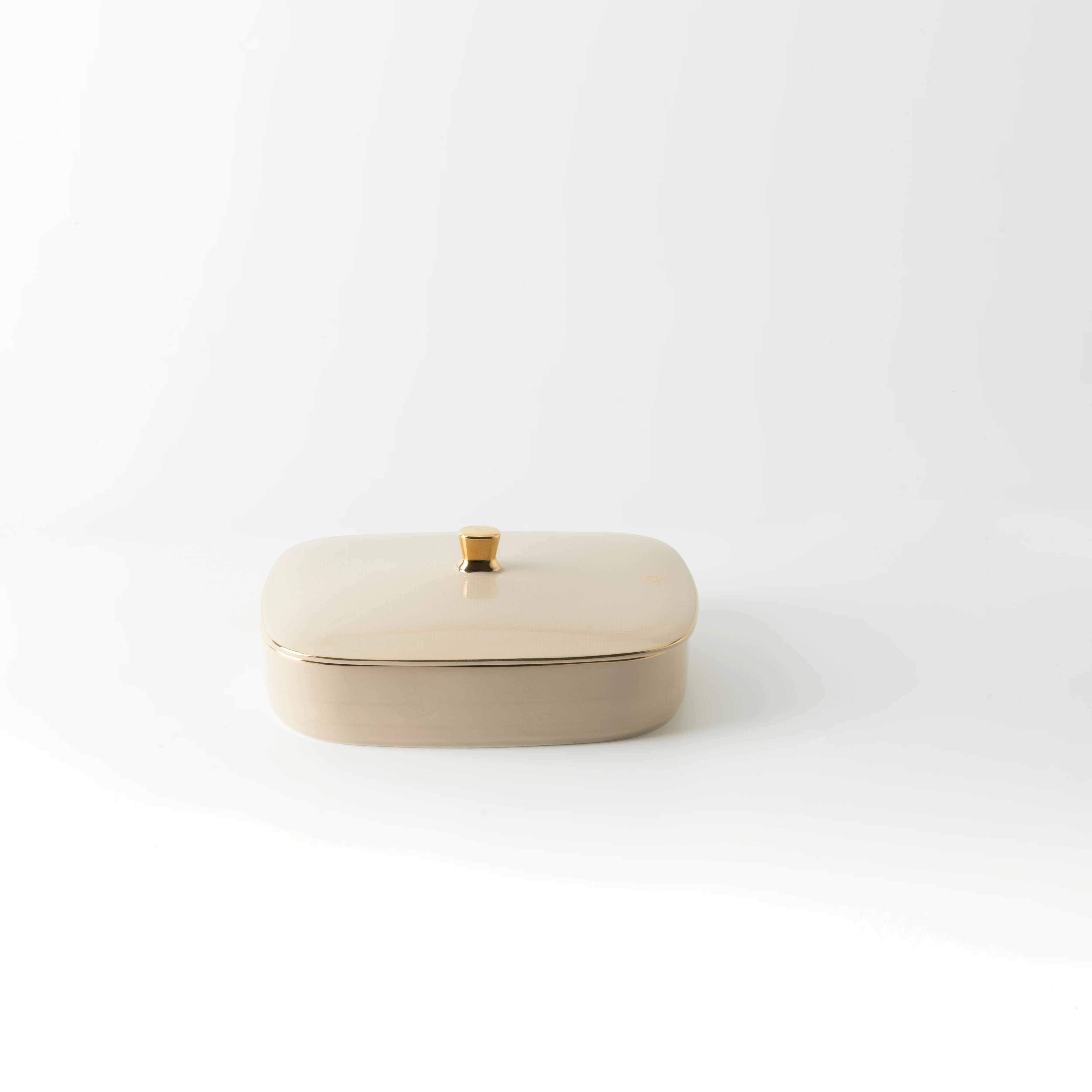 Mirral - Medium Decorative Canister - Beige & Gold - Image 5