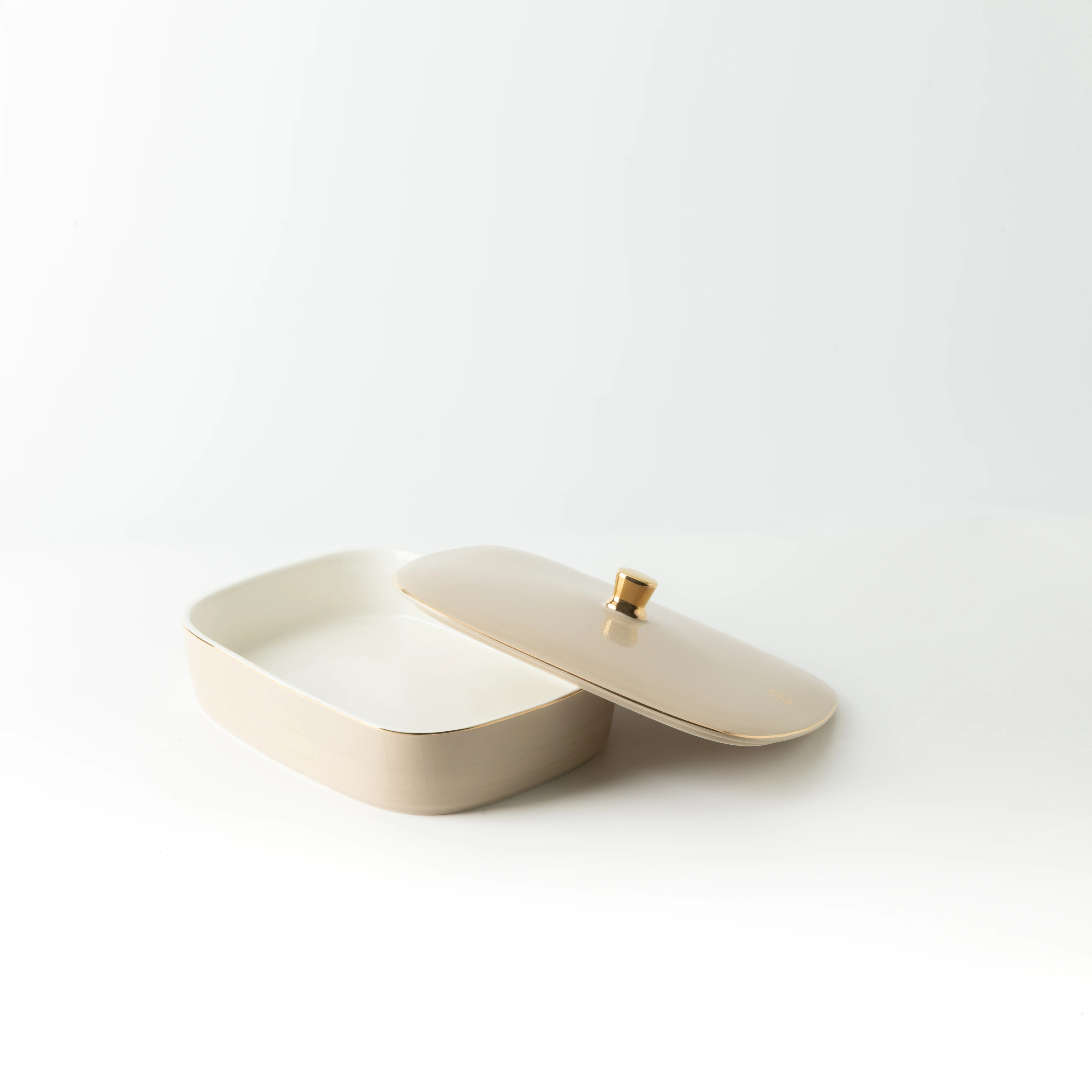 Mirral - Medium Decorative Canister - Beige & Gold - Image 6