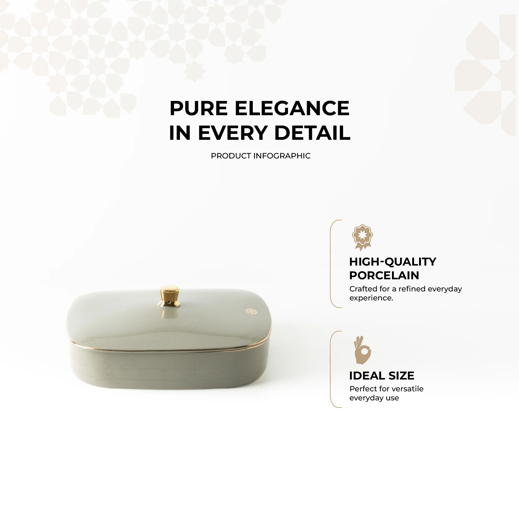 Mirral - Medium Decorative Canister - Grey & Gold - Image 2