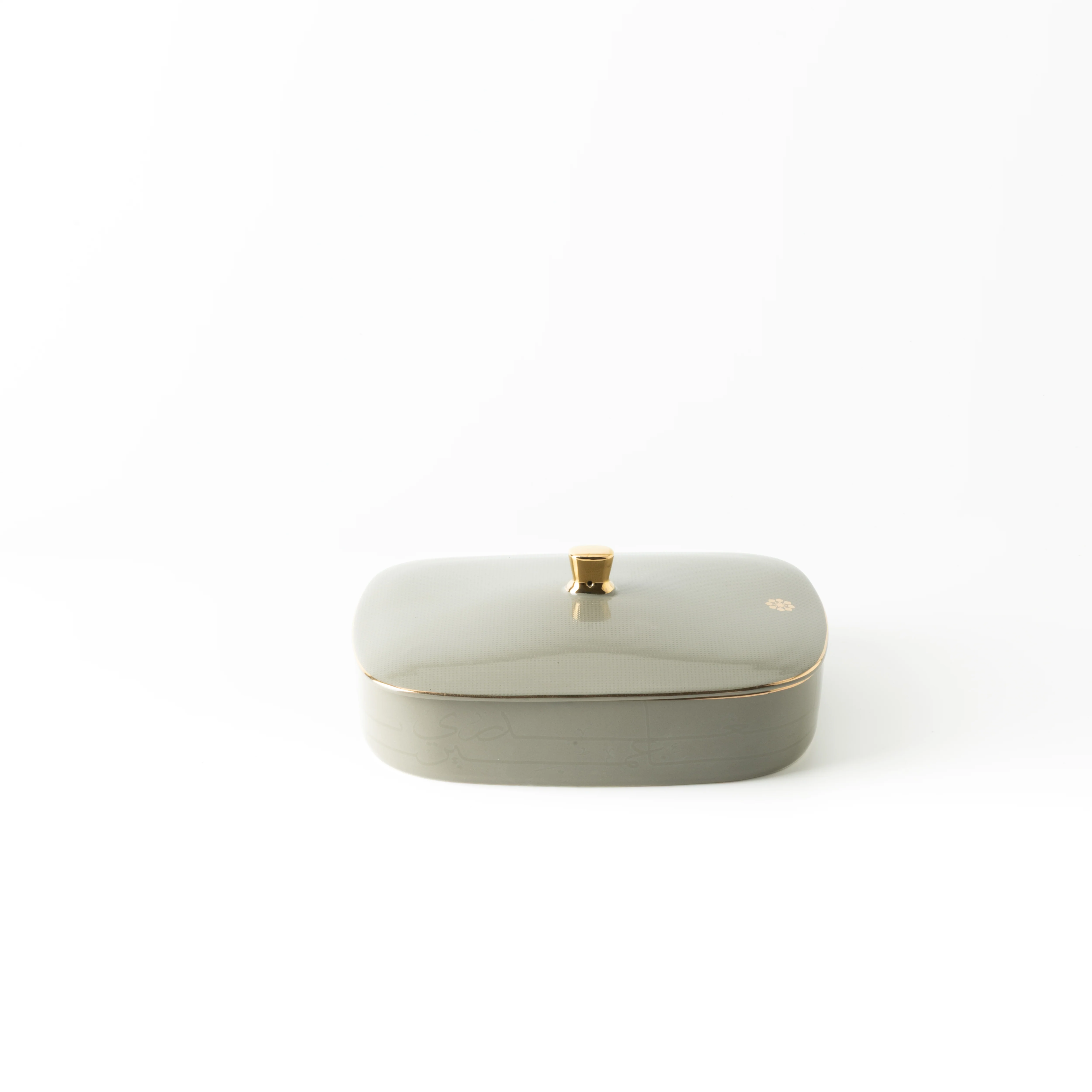 Mirral - Medium Decorative Canister - Grey & Gold - Image 3