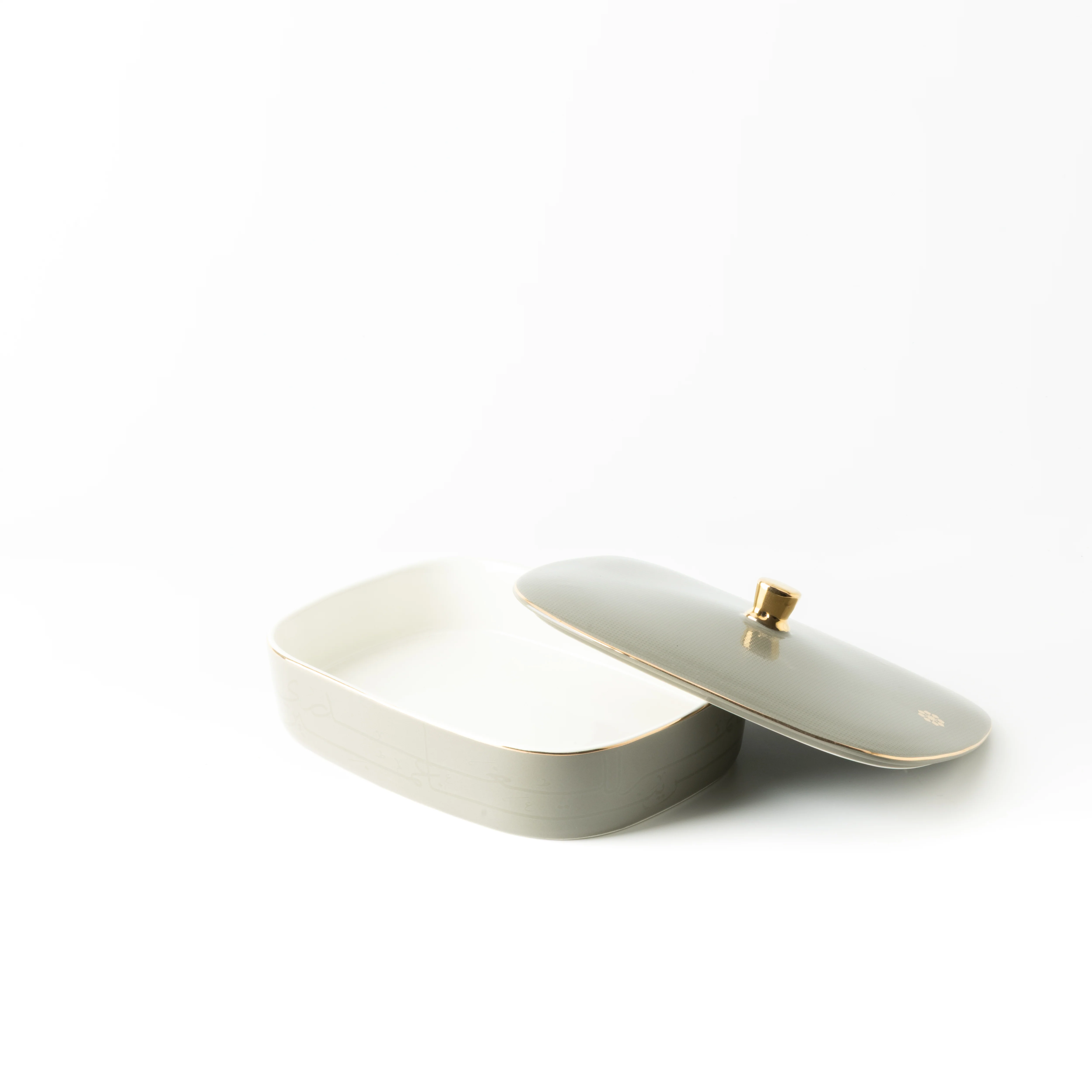 Mirral - Medium Decorative Canister - Grey & Gold - Image 5