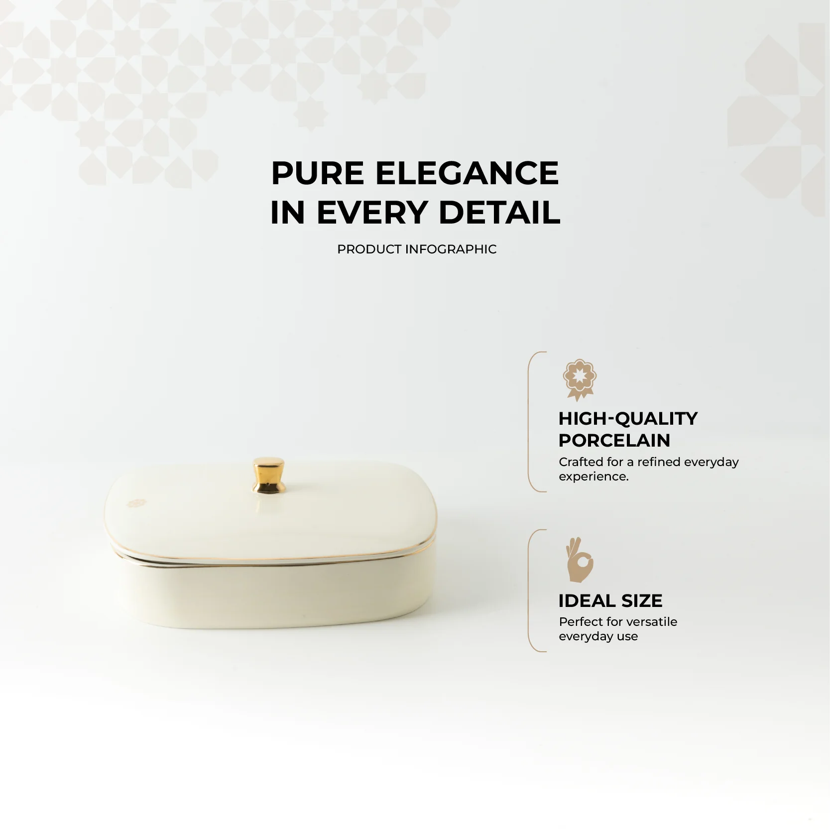 Mirral - Medium Decorative Canister - White & Gold - Image 2