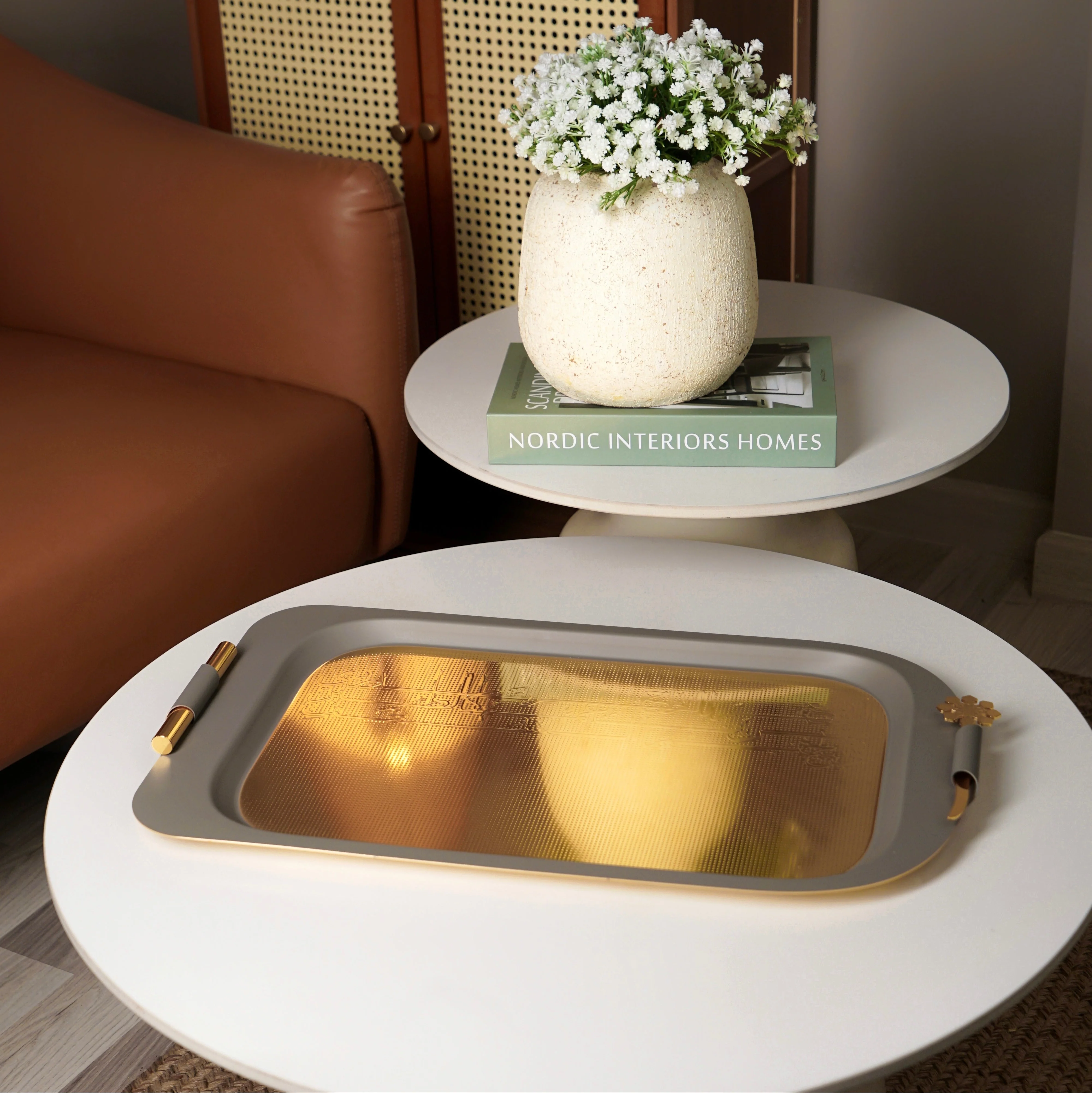 Mirral - Serving Tray - Grey & Gold - Image 5