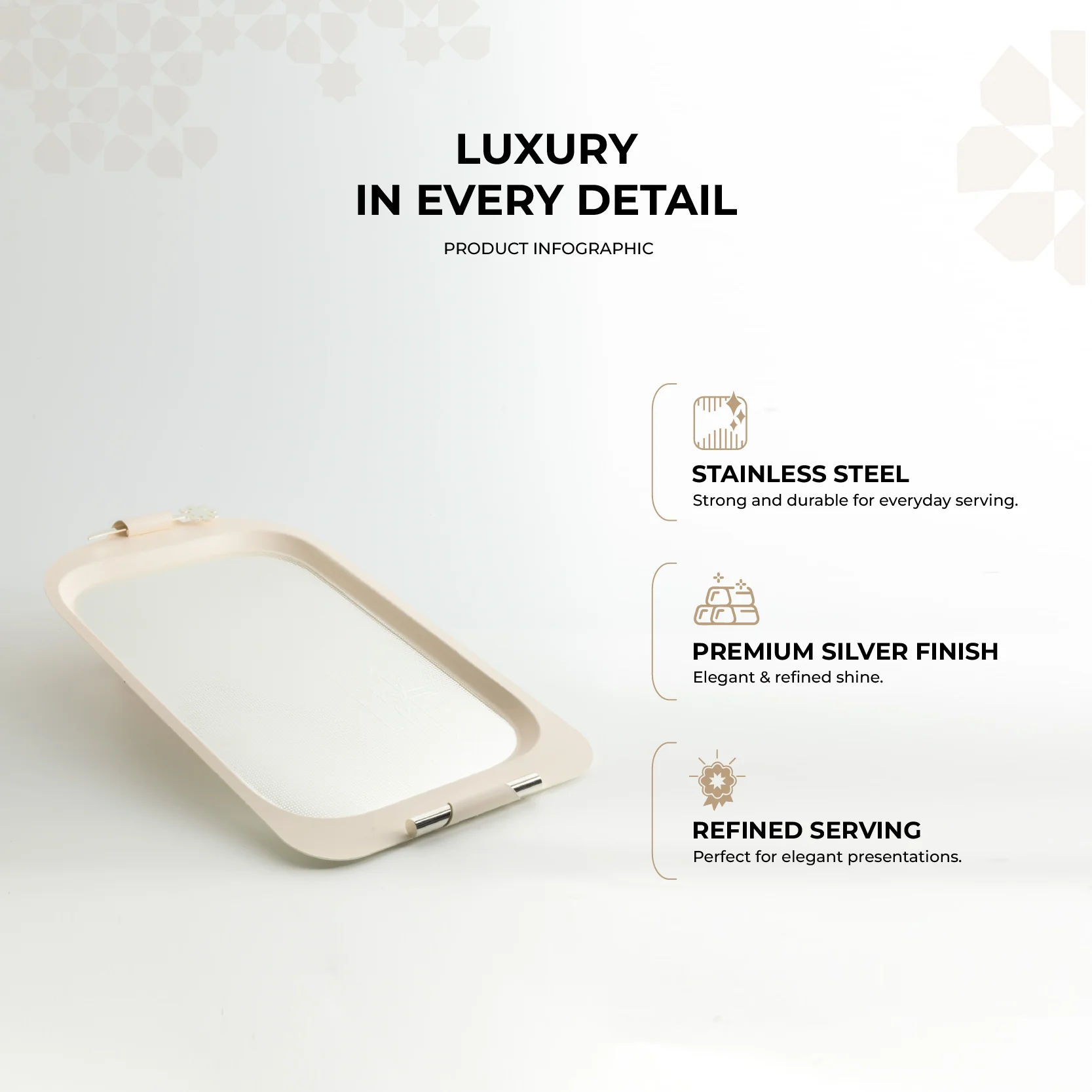 Mirral - Serving Tray - White & Silver - Image 2