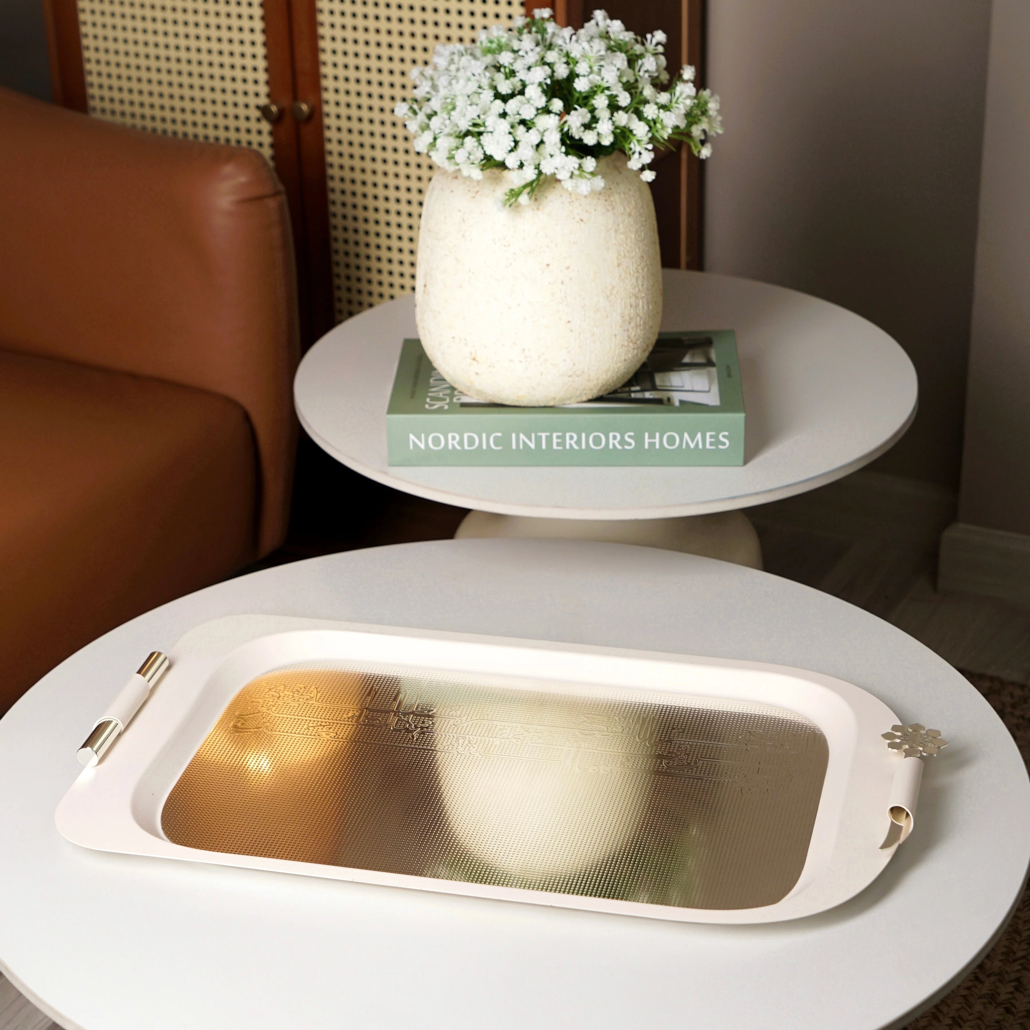 Mirral - Serving Tray - White & Silver - Image 4