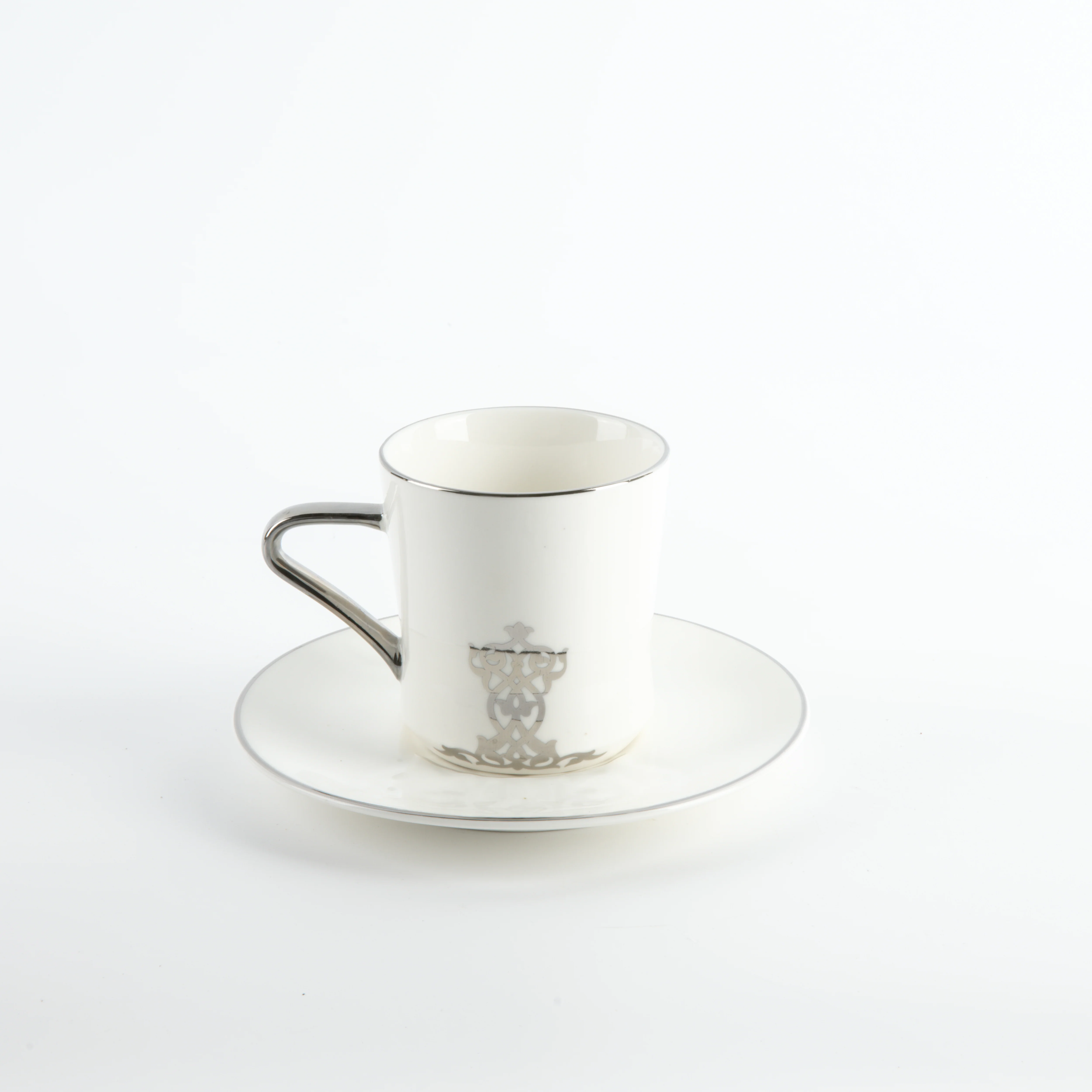 Naqsh - Cappuccino Set (12-Pc) -White & Silver - Image 3