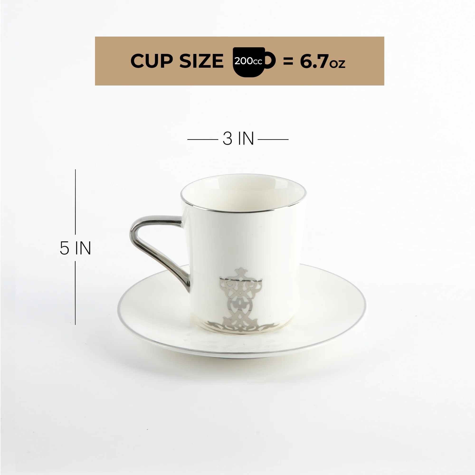 Naqsh - Cappuccino Set (12-Pc) -White & Silver - Image 7