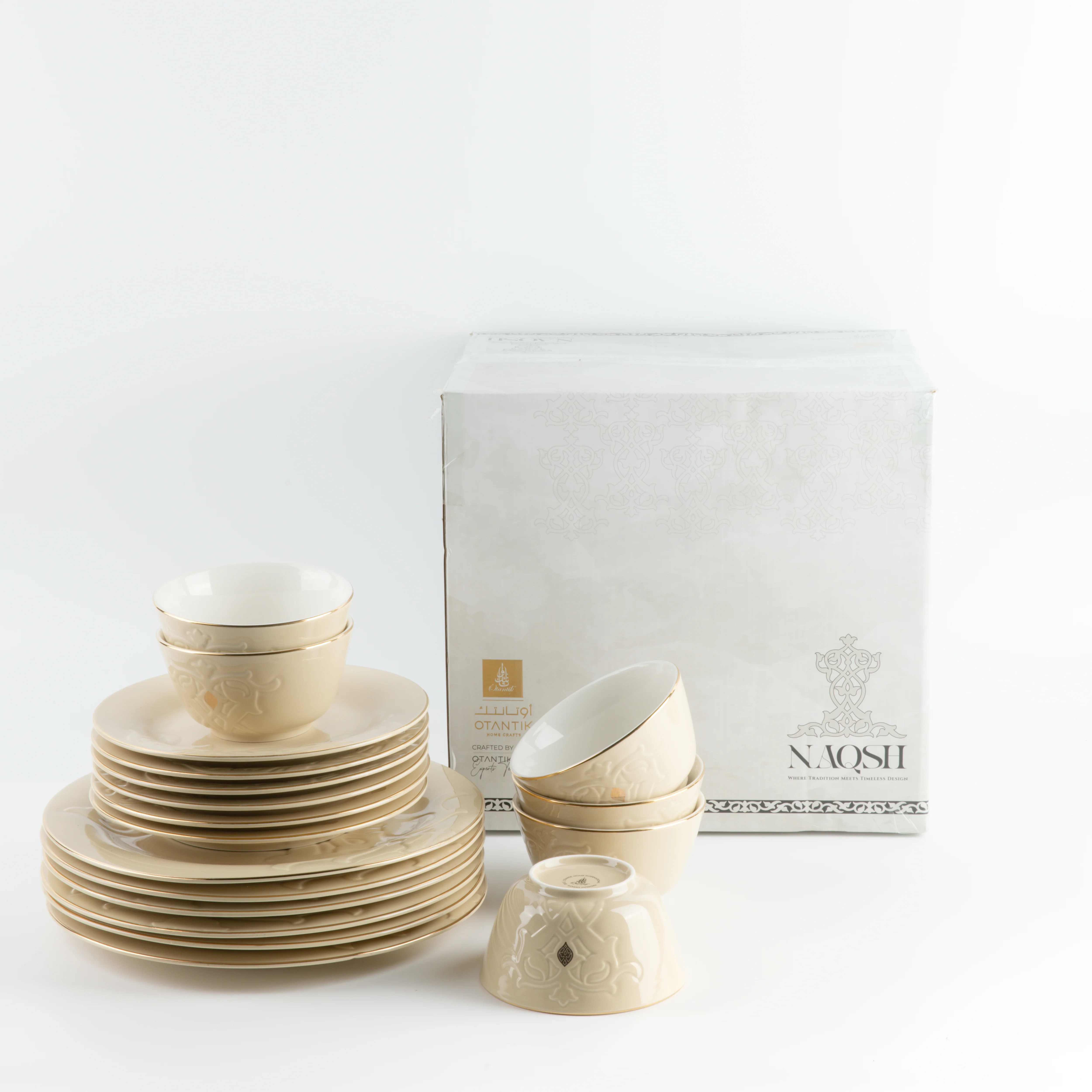 Naqsh - Dinner Set (18-Pc) - Ivory & Gold - Image 7