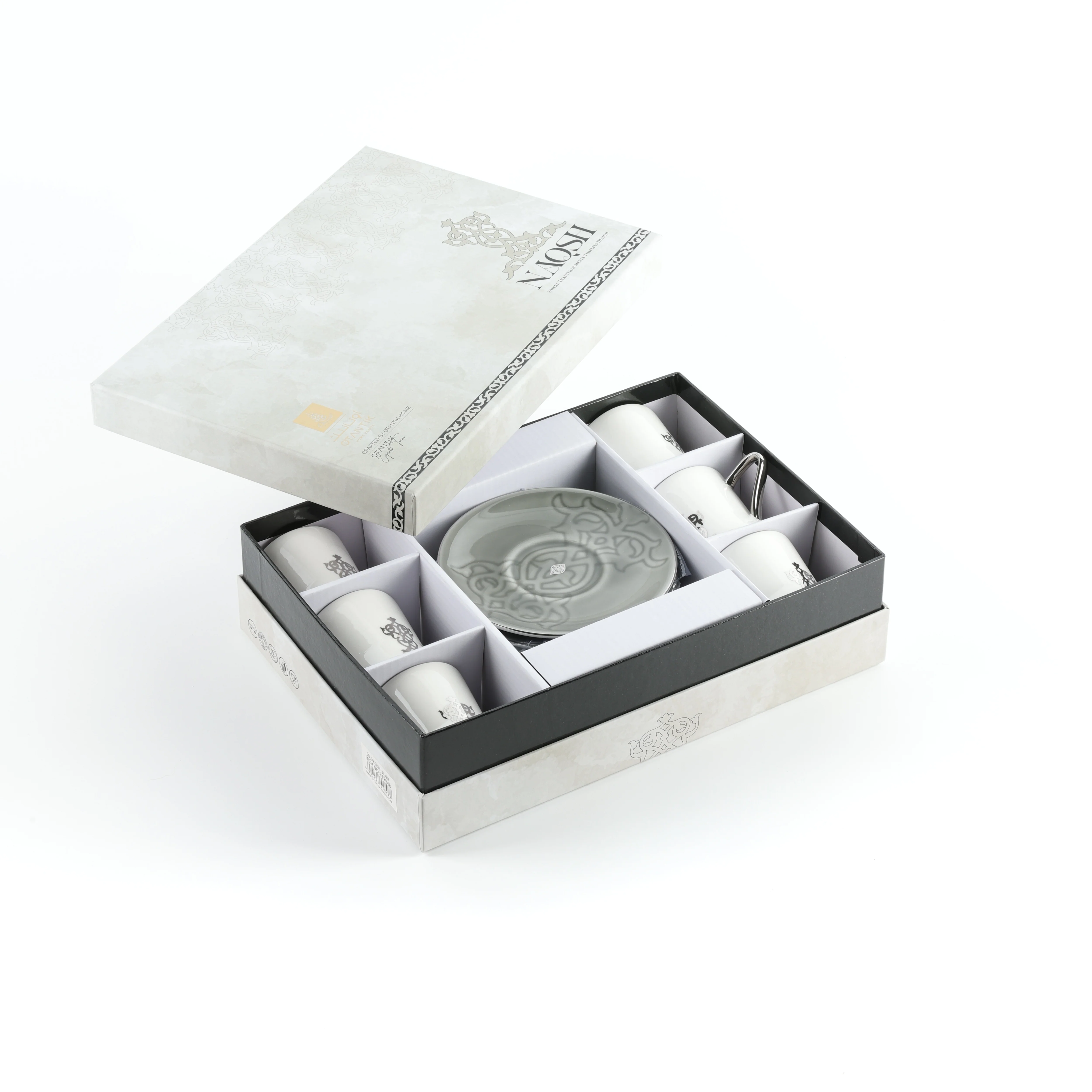 Naqsh - Espresso/Turkish Coffee Set (12-Pc)-Grey & Silver - Image 5