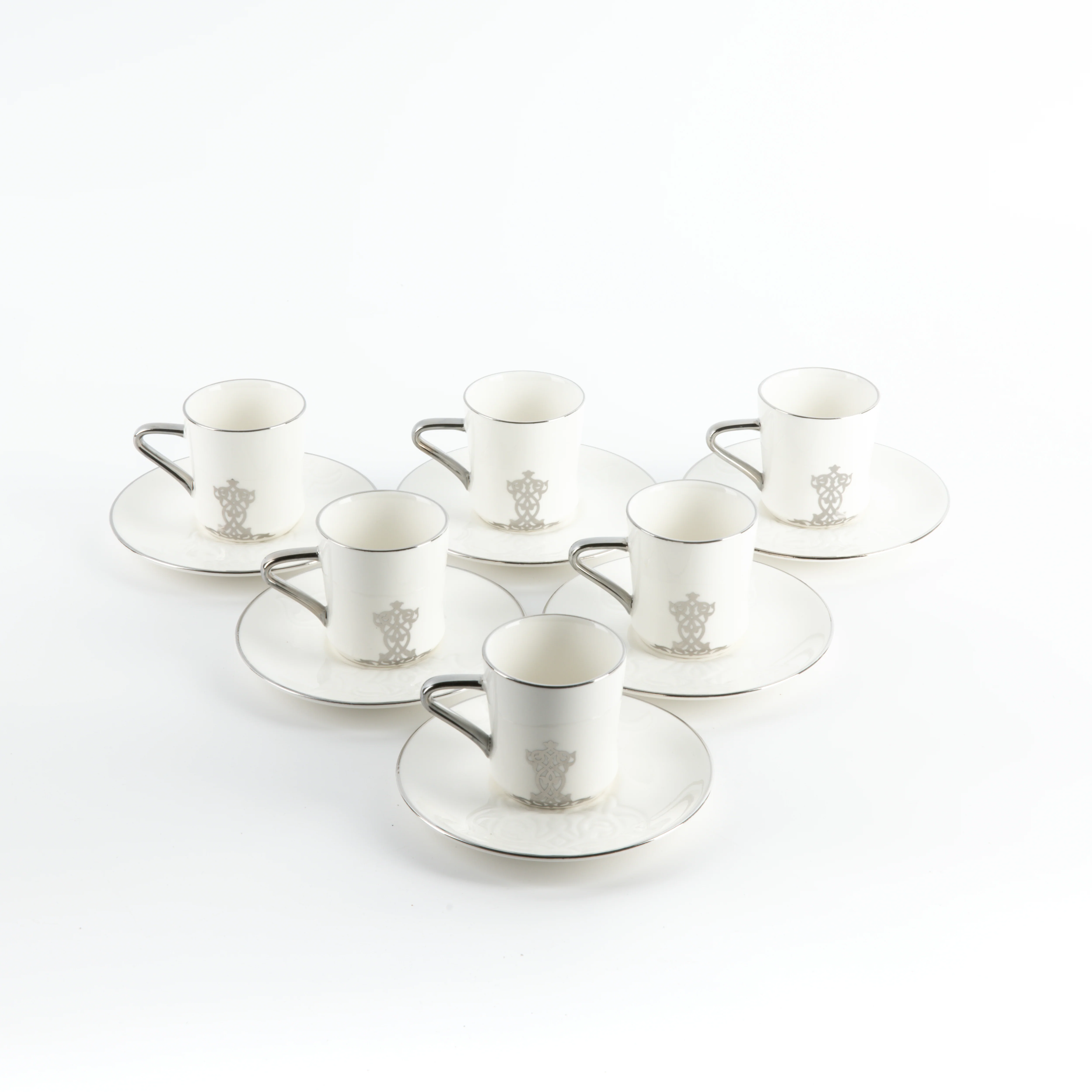 Naqsh - Espresso/Turkish Coffee Set (12-Pc)-White & Silver - Image 4