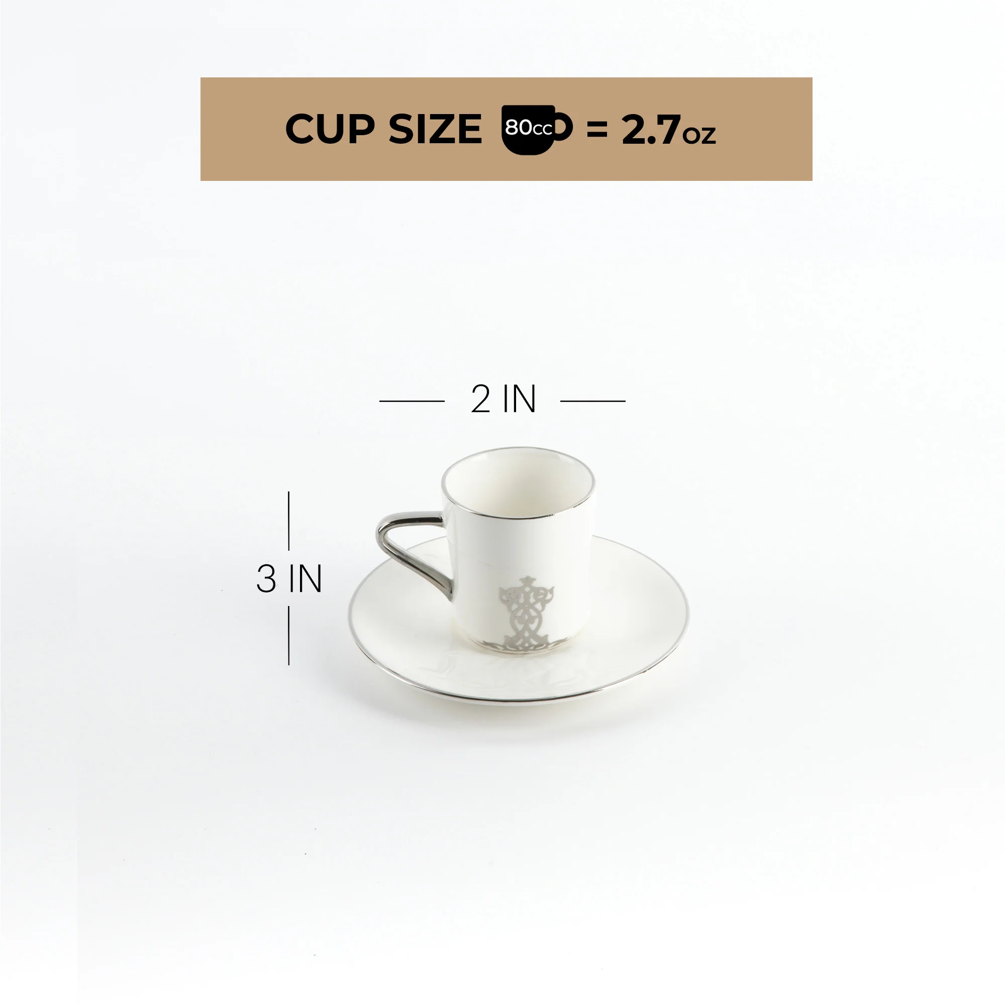 Naqsh - Espresso/Turkish Coffee Set (12-Pc)-White & Silver - Image 6