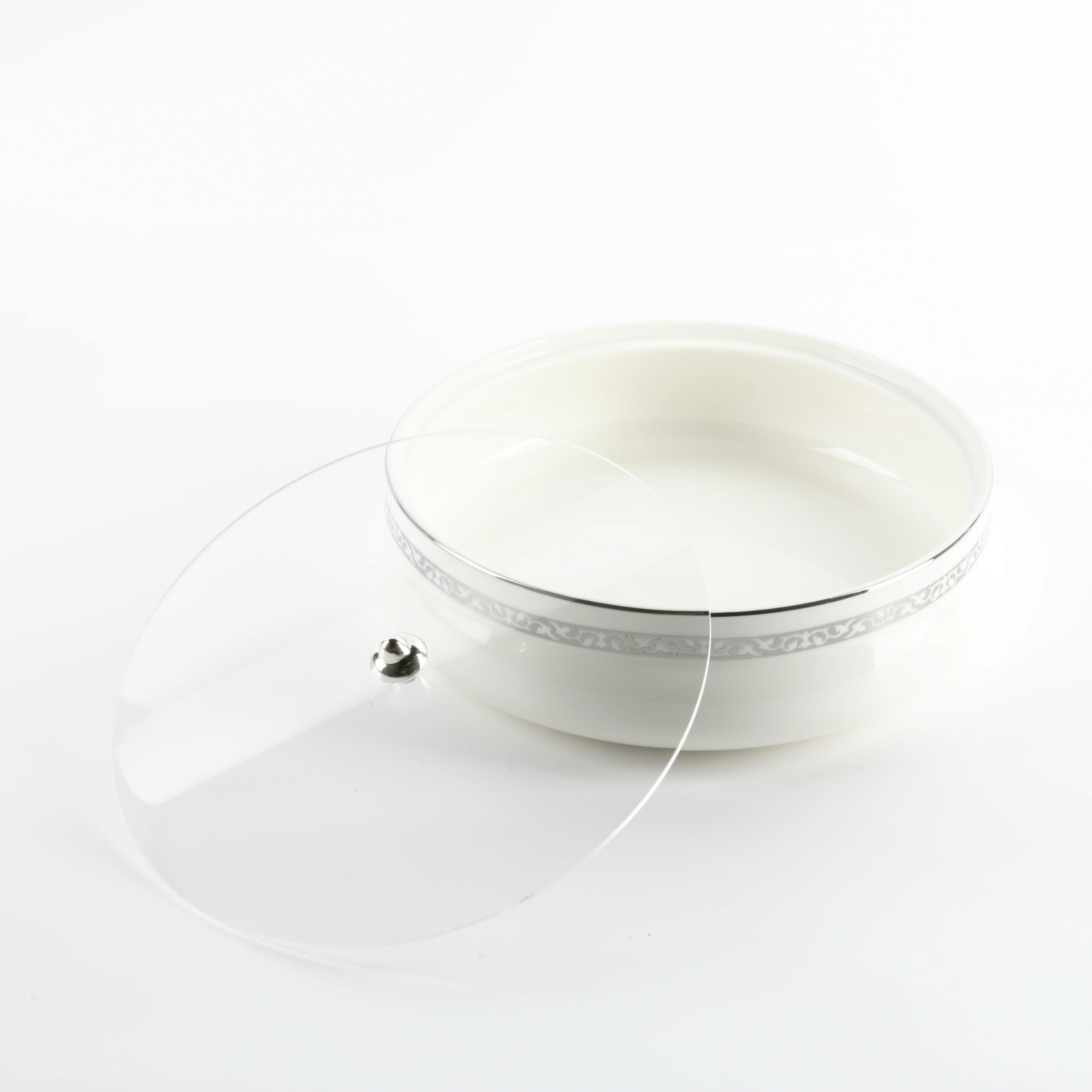 Naqsh - Large Decorative Canister - White & Silver - Image 3