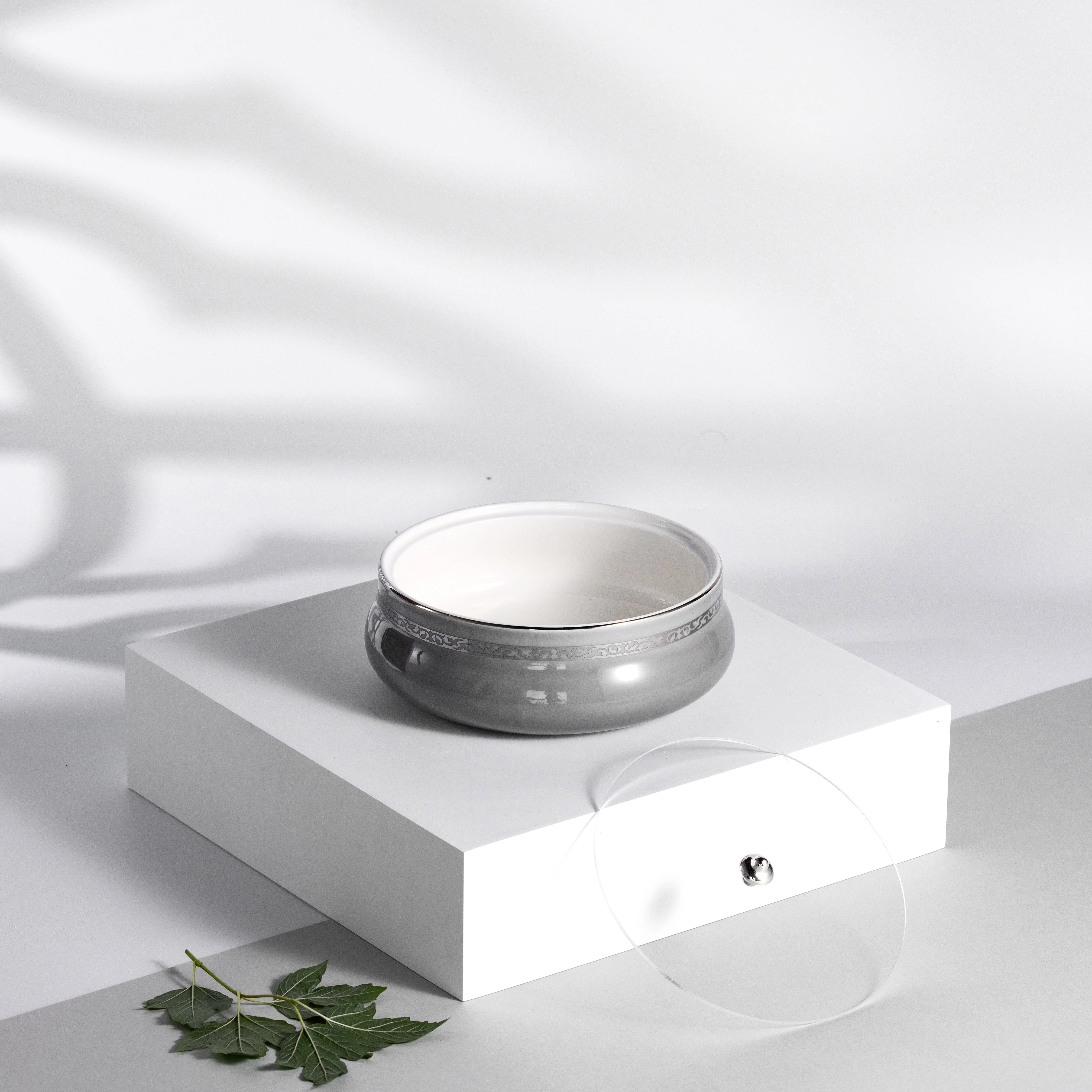 Naqsh - Medium Decorative Canister - Grey & Silver