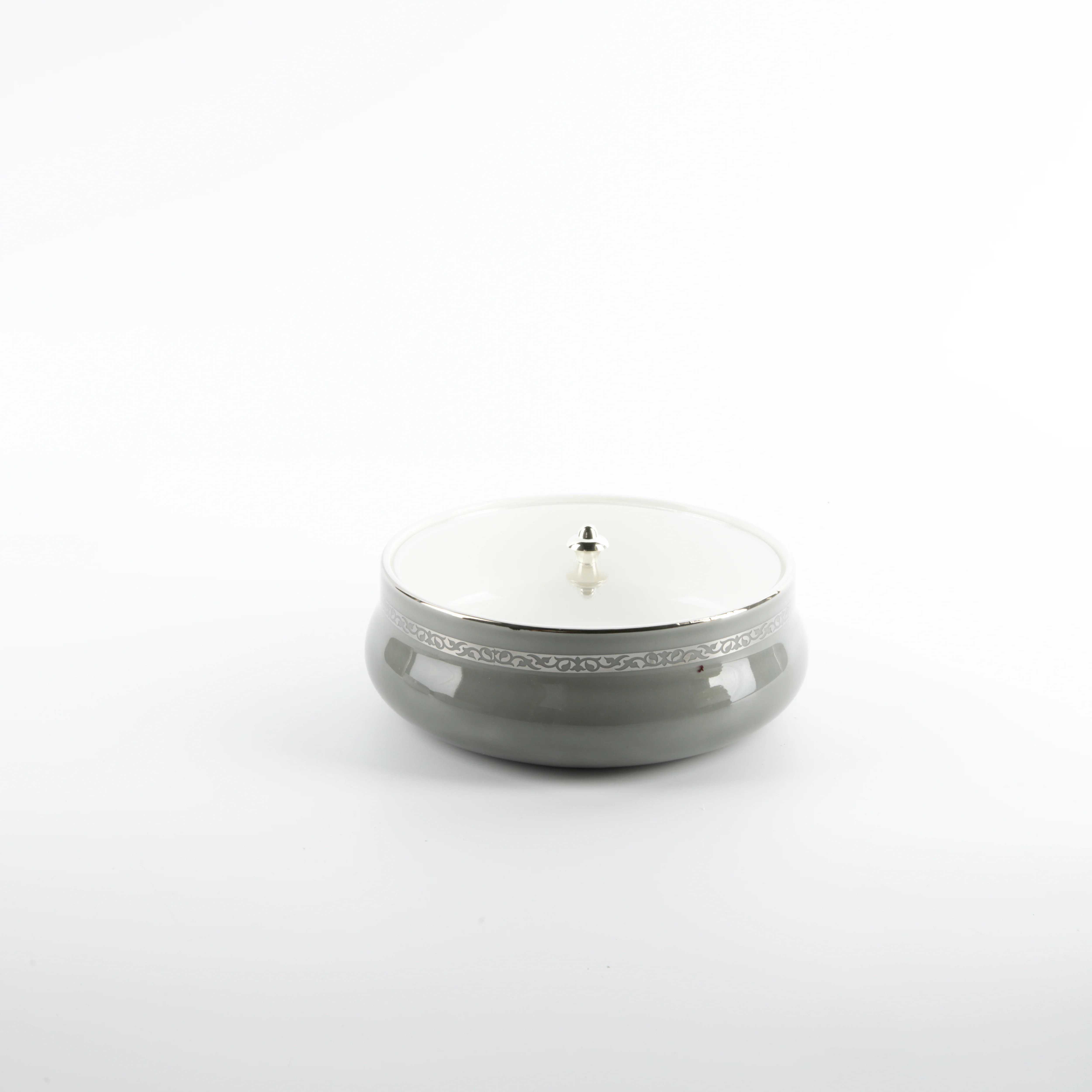 Naqsh - Medium Decorative Canister - Grey & Silver - Image 2