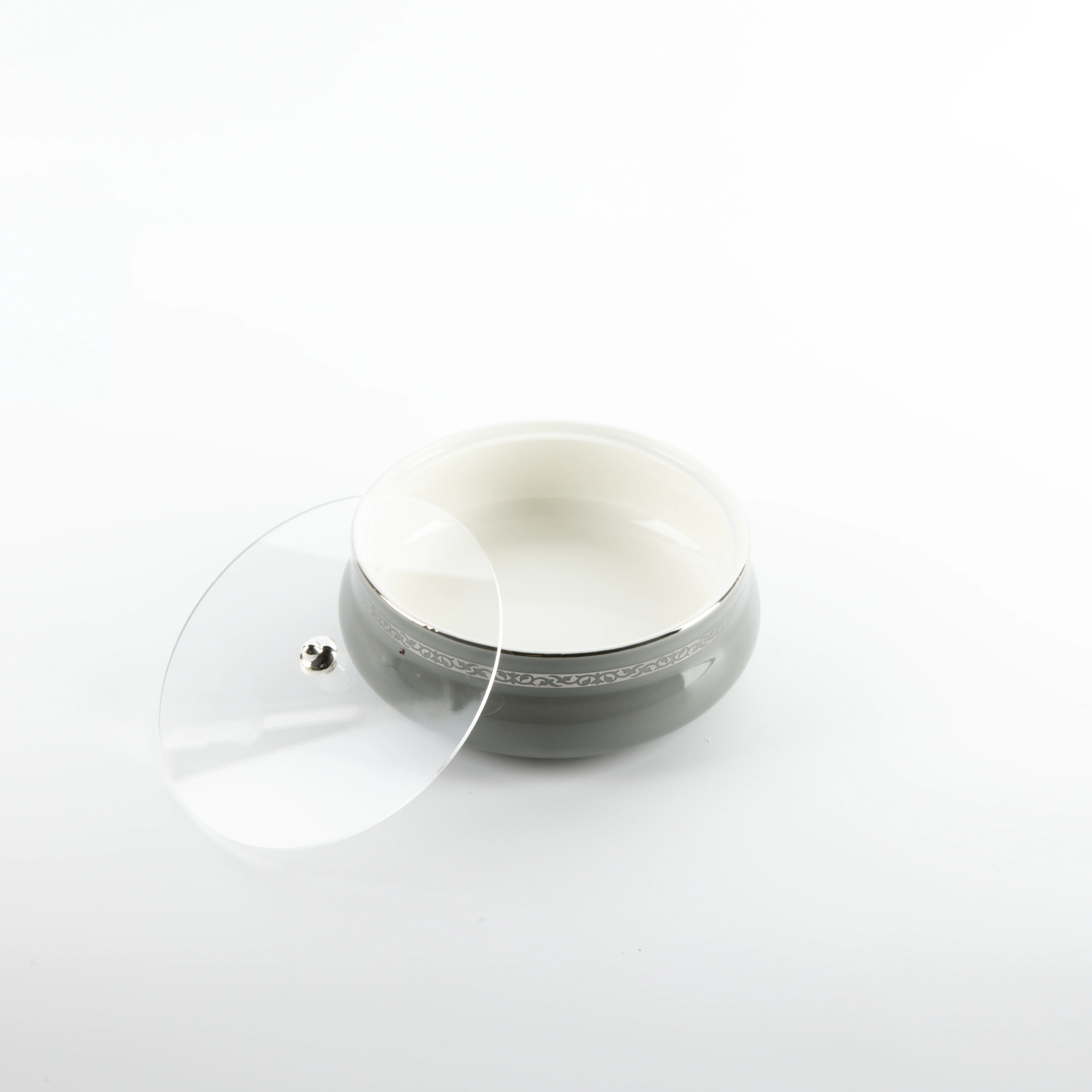 Naqsh - Medium Decorative Canister - Grey & Silver - Image 3