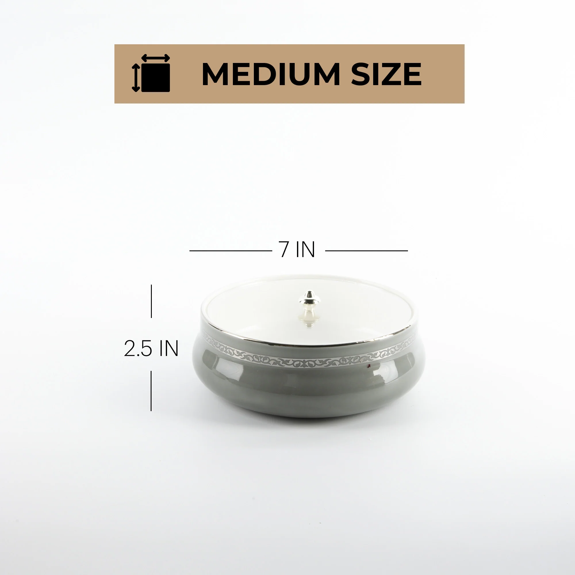 Naqsh - Medium Decorative Canister - Grey & Silver - Image 6
