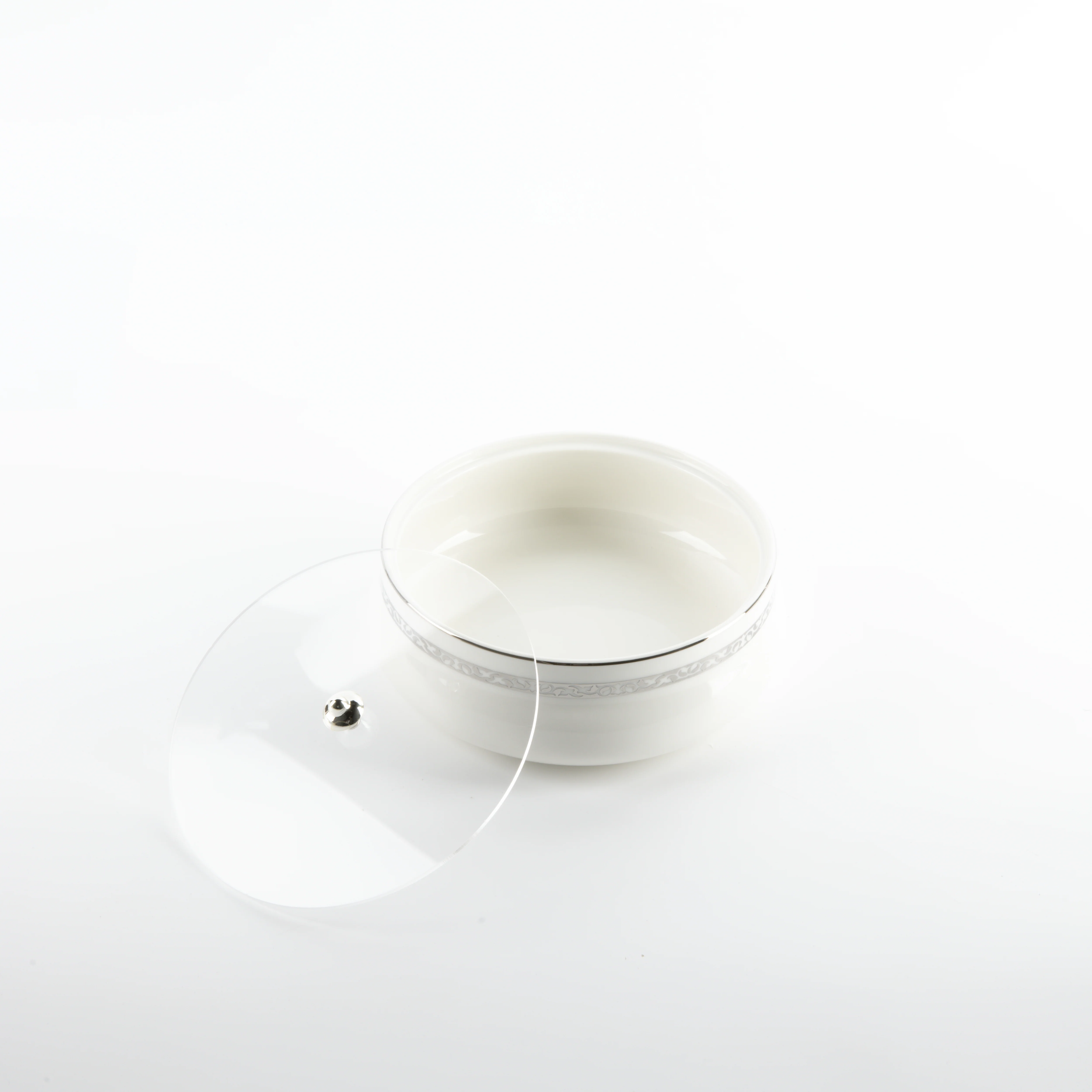 Naqsh - Medium Decorative Canister - White & Silver - Image 3