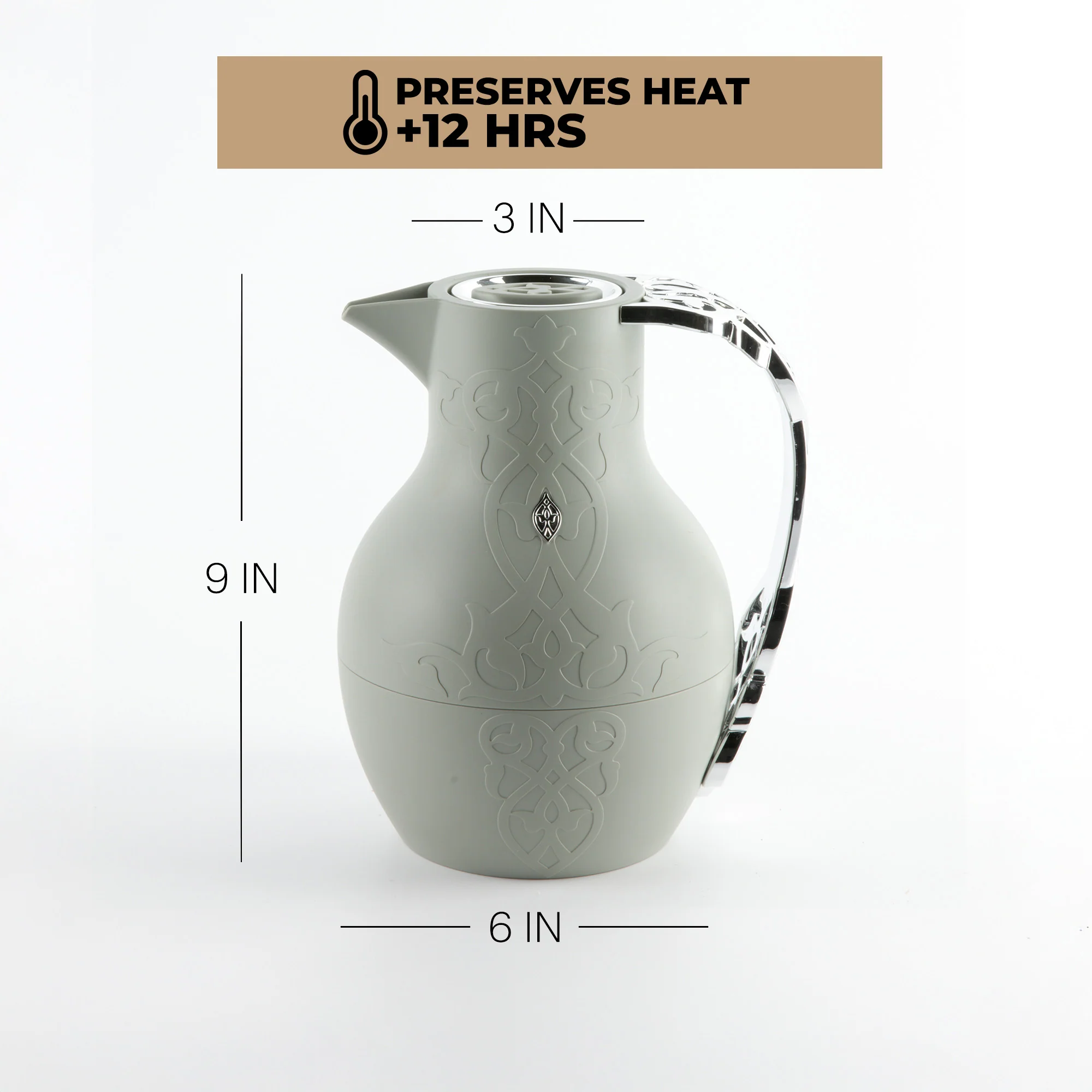 Naqsh - Vacuum Flask / Thermos - Grey & Silver - Image 4