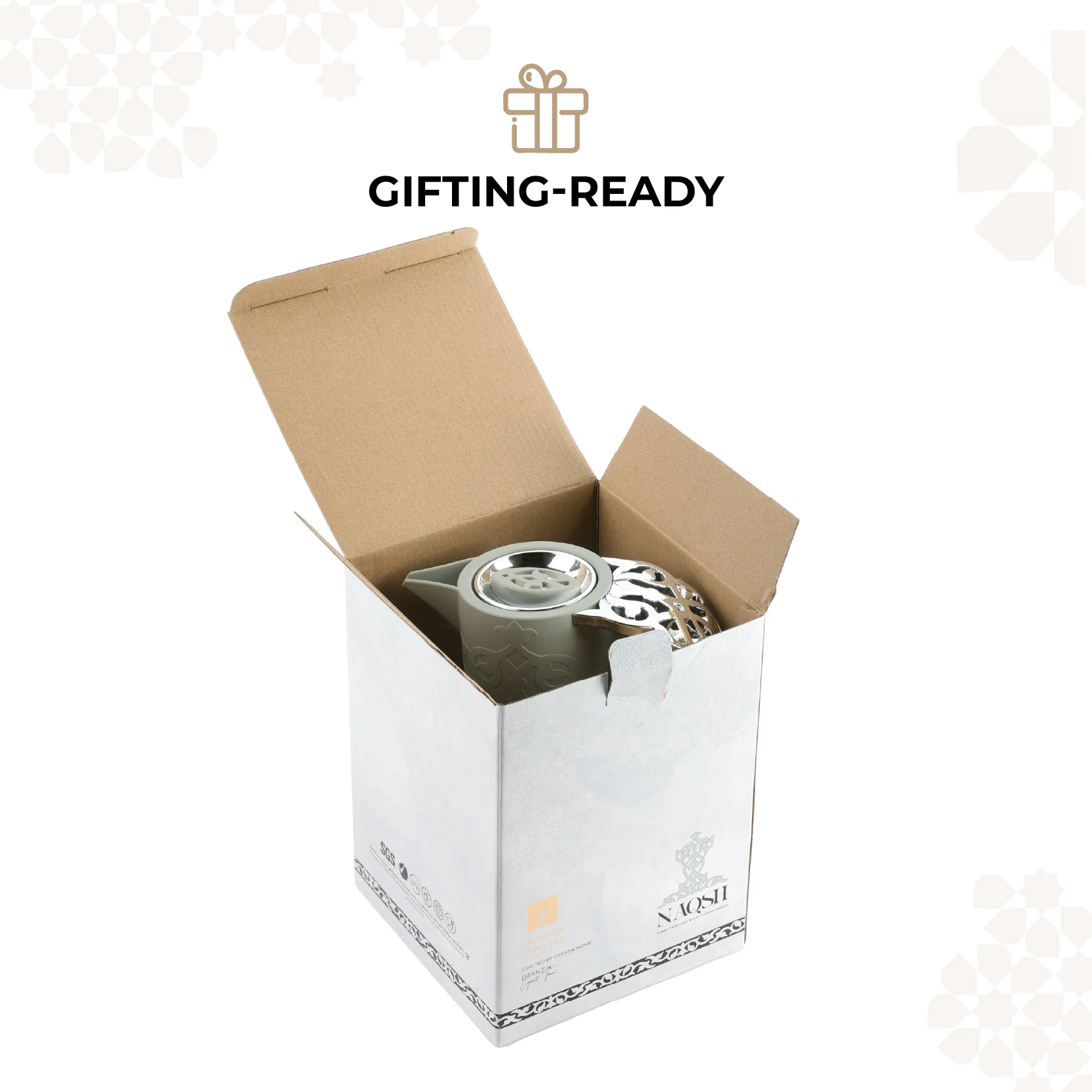 Naqsh - Vacuum Flask / Thermos - Grey & Silver - Image 8