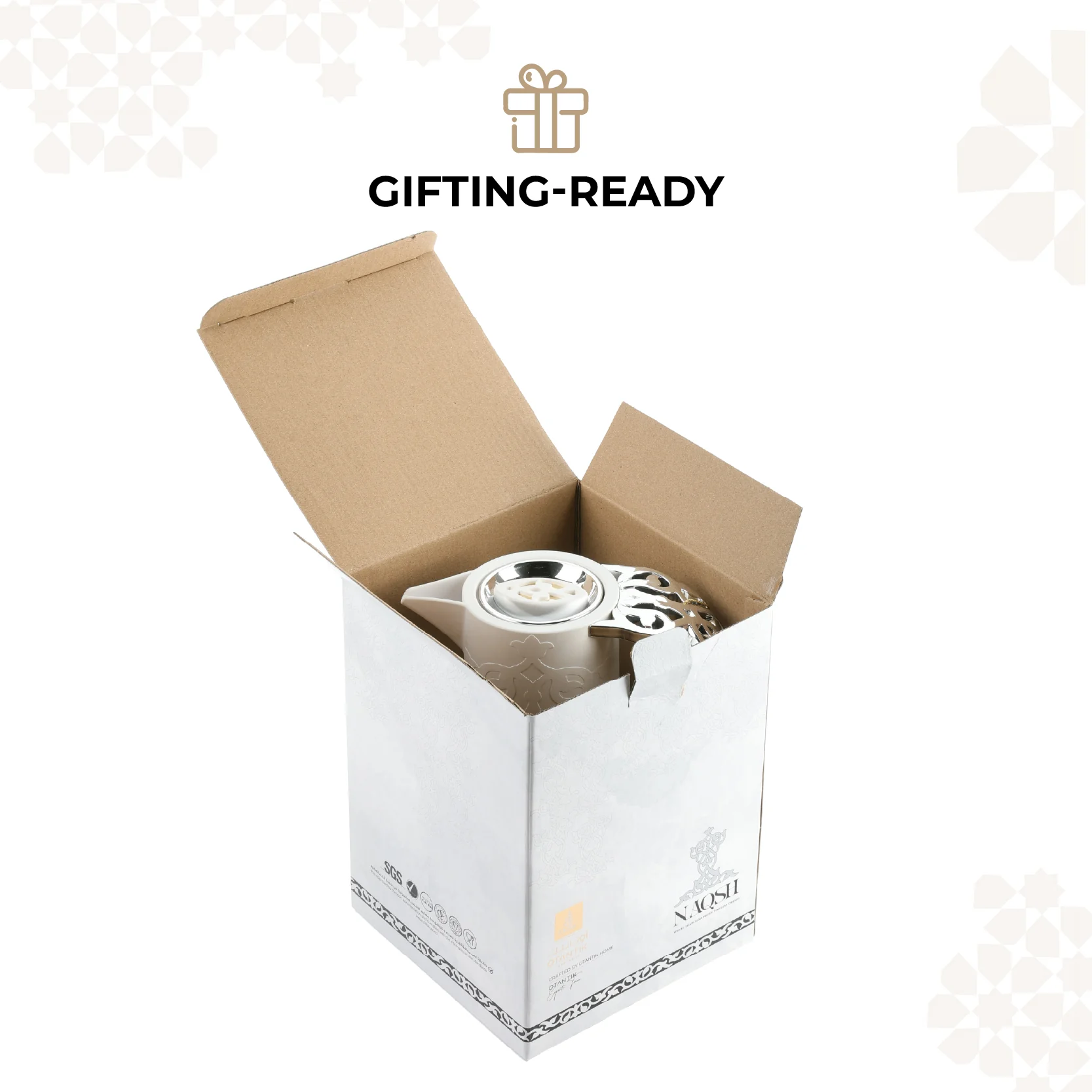 Naqsh - Vacuum Flask / Thermos - White & Silver - Image 8