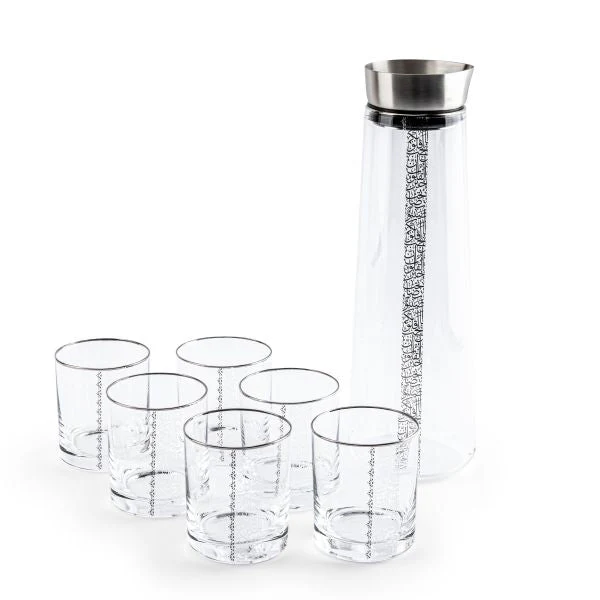Nour - Jug with 6 Short Cups  - Silver - Image 3