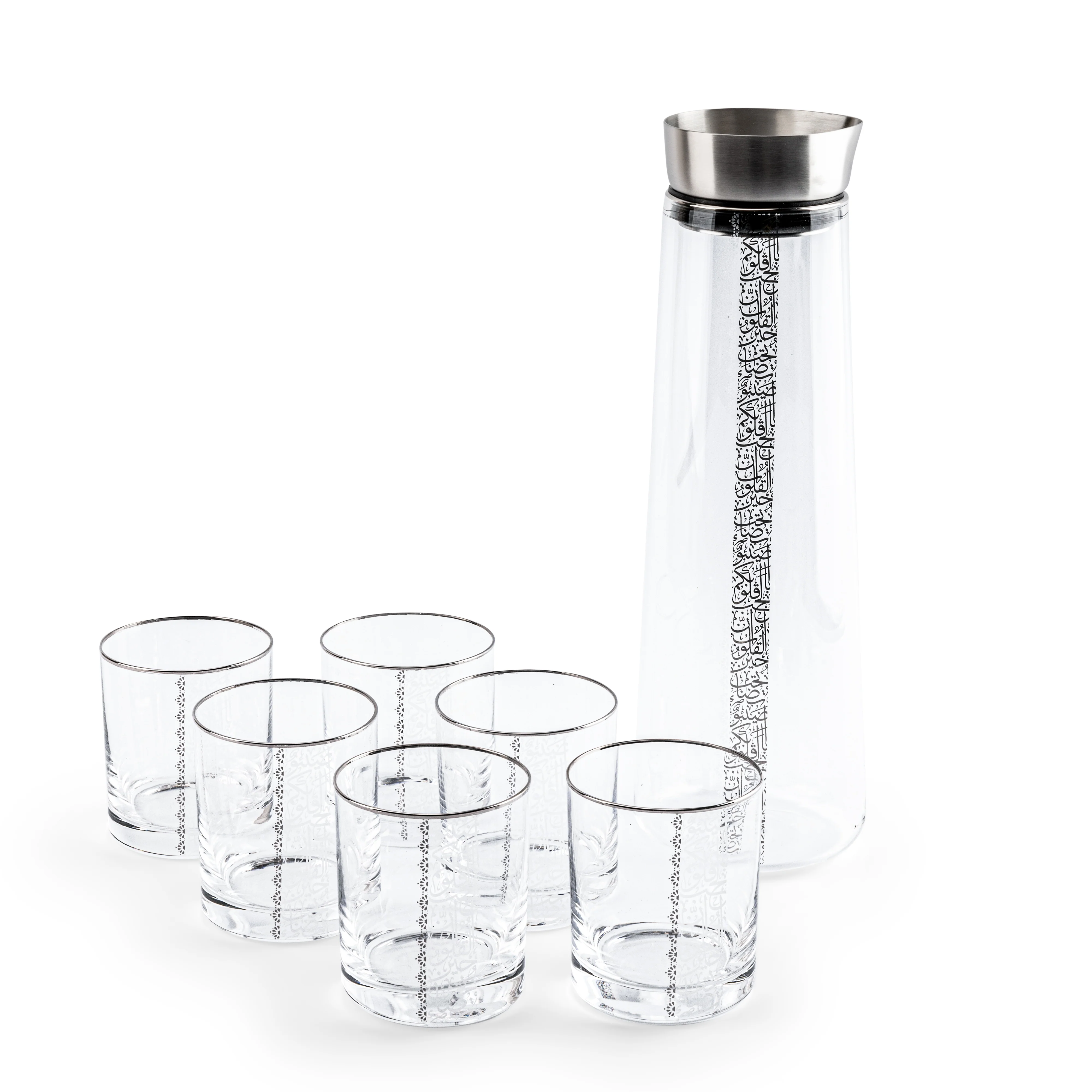 Nour - Jug with 6 Short Cups  - Silver - Image 4