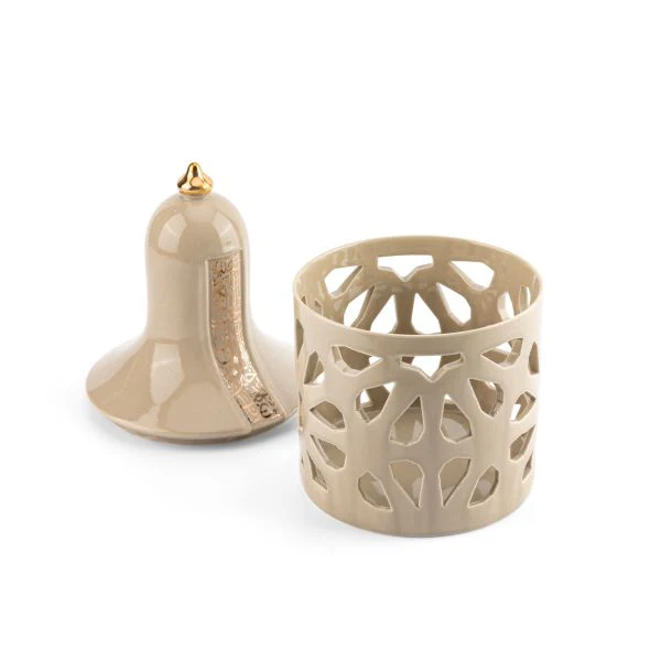 Luxury Noor - Large Lantern Candle Holder - Beige & Gold - Image 4