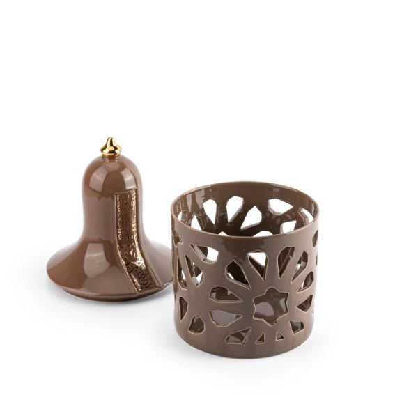 Luxury Noor - Large Lantern Candle Holder - Brown & Gold - Image 4