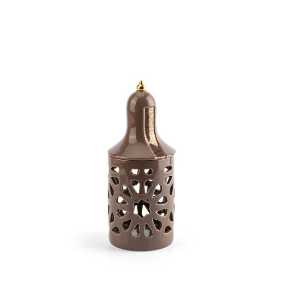Luxury Noor - Medium Lantern Candle Holder - Brown & Gold - Image 3