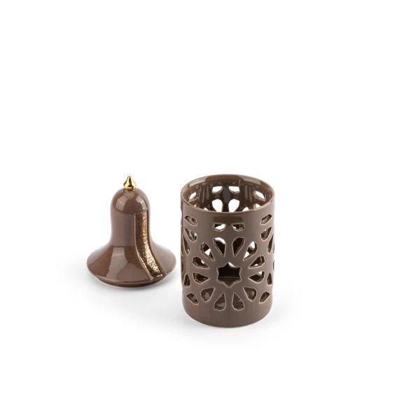 Luxury Noor - Medium Lantern Candle Holder - Brown & Gold - Image 4