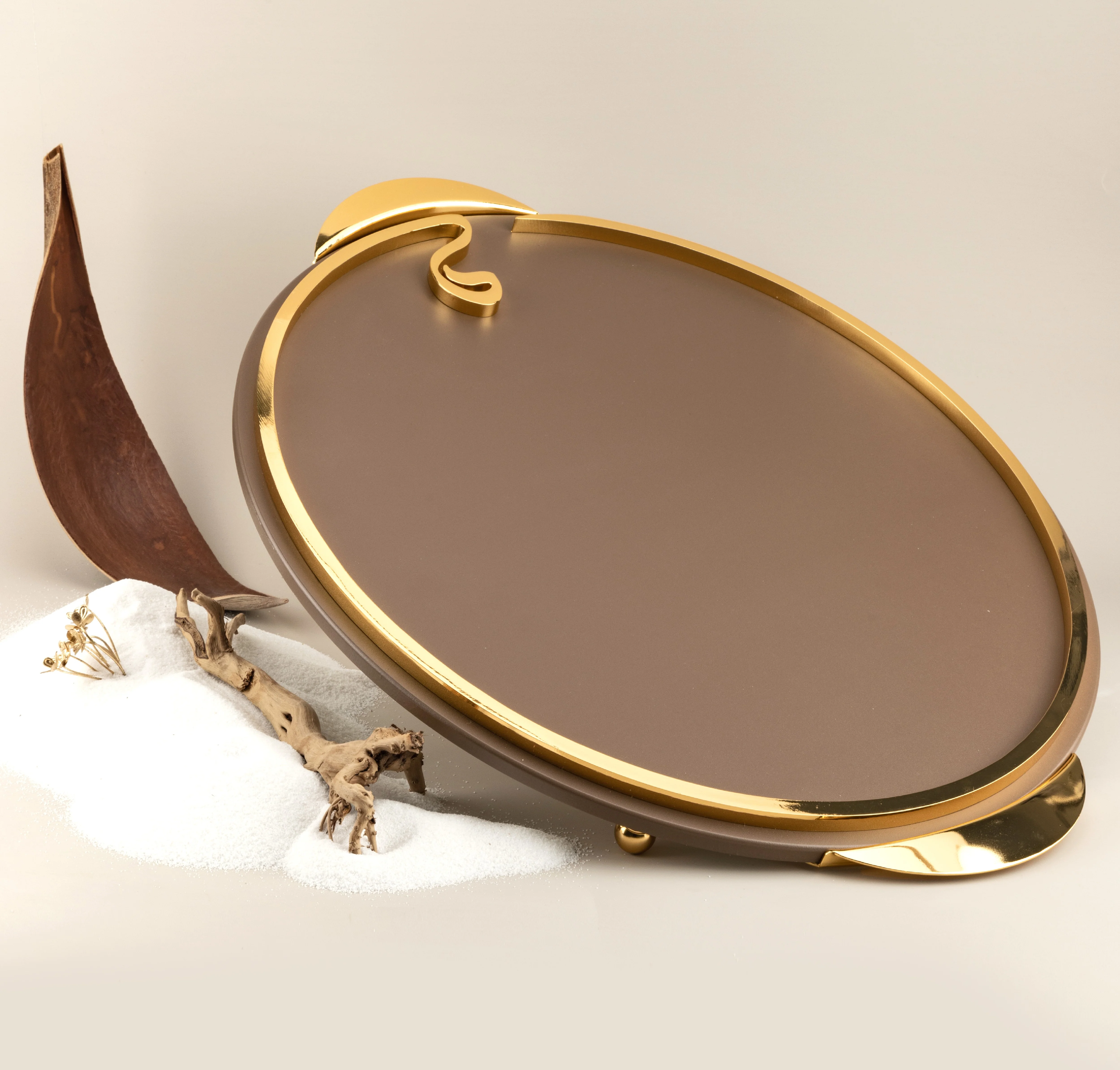 Noor - Serving Tray - Brown & Gold - Image 2