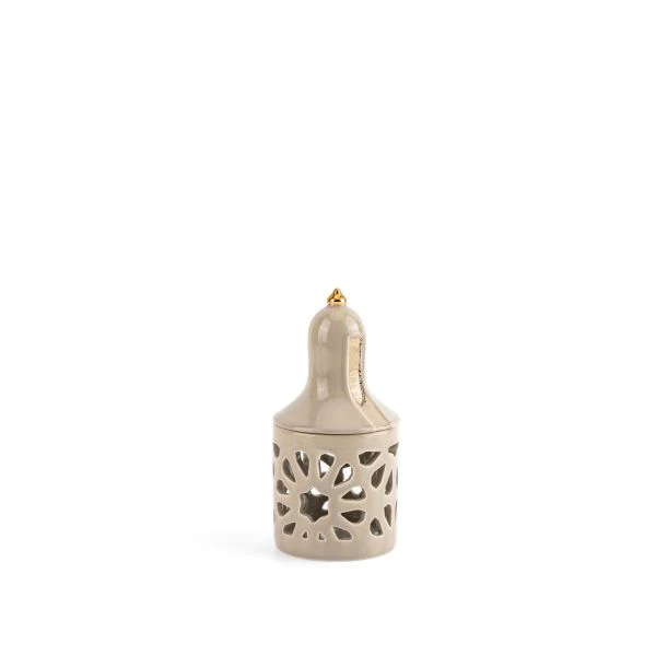 Luxury Noor - Small Lantern Candle Holder - Beige & Gold - Image 3