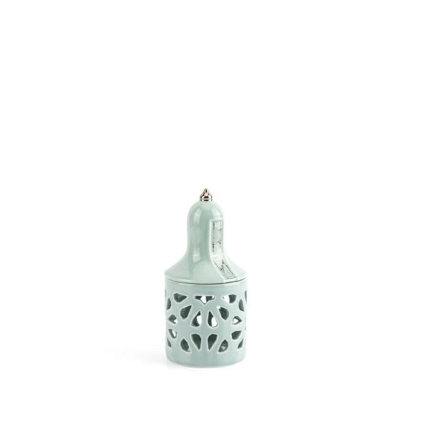 Luxury Noor  - Small Lantern Candle Holder - Blue & Silver - Image 3
