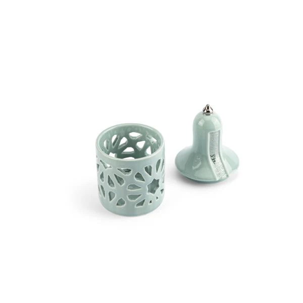 Luxury Noor  - Small Lantern Candle Holder - Blue & Silver - Image 4