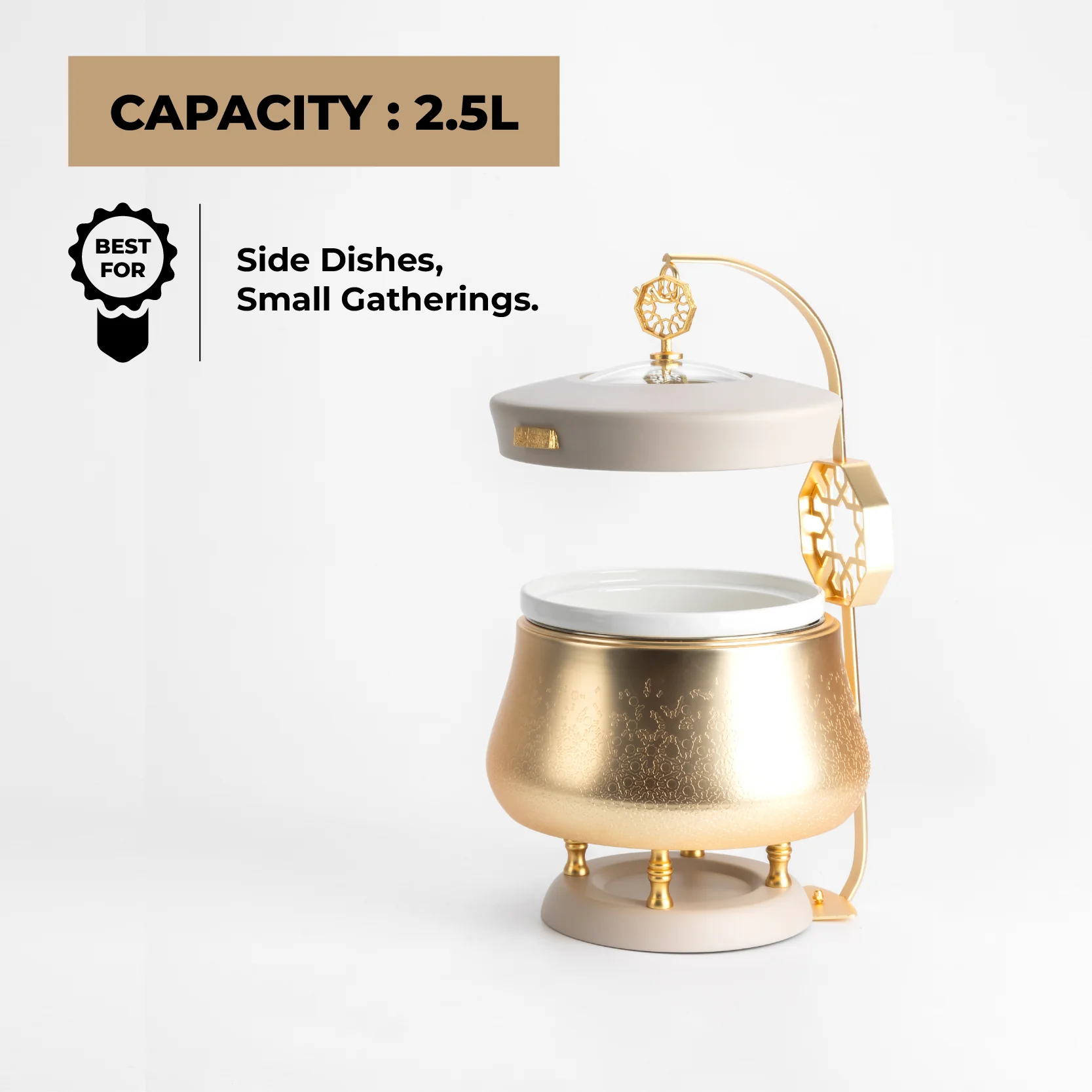 Nourhan -  2.5 Liters Chafer - Gold & Beige - Image 4