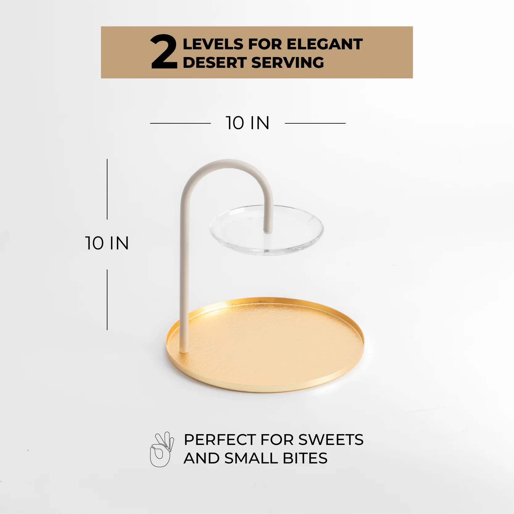 Nourhan - 2 Tier Plate - Gold & Beige - Image 3