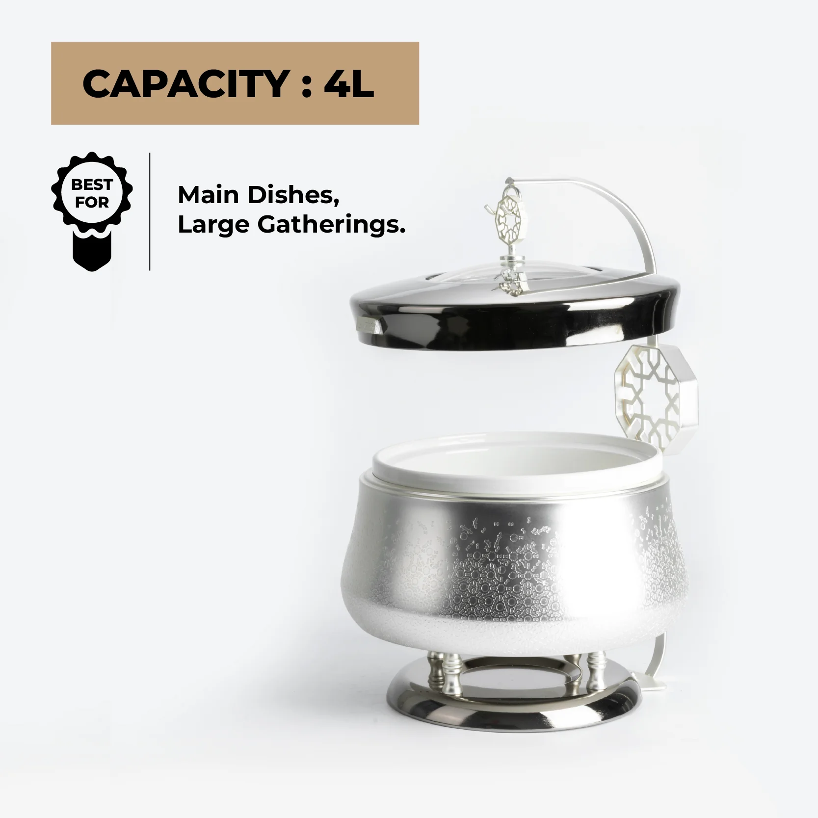 Nourhan -  4 Liters Chafer - Silver - Image 3