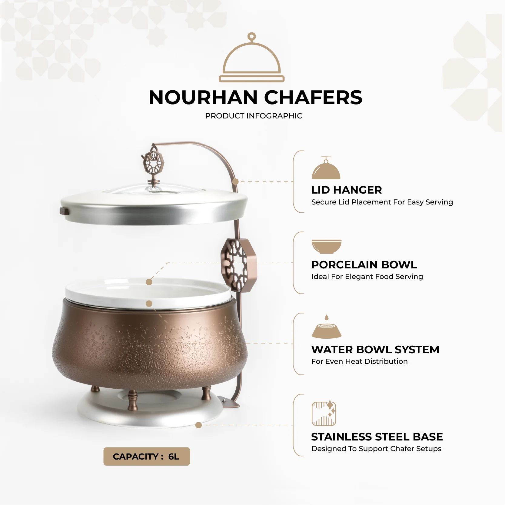Nourhan -  6 Liters Chafer - Bronze & Silver - Image 2