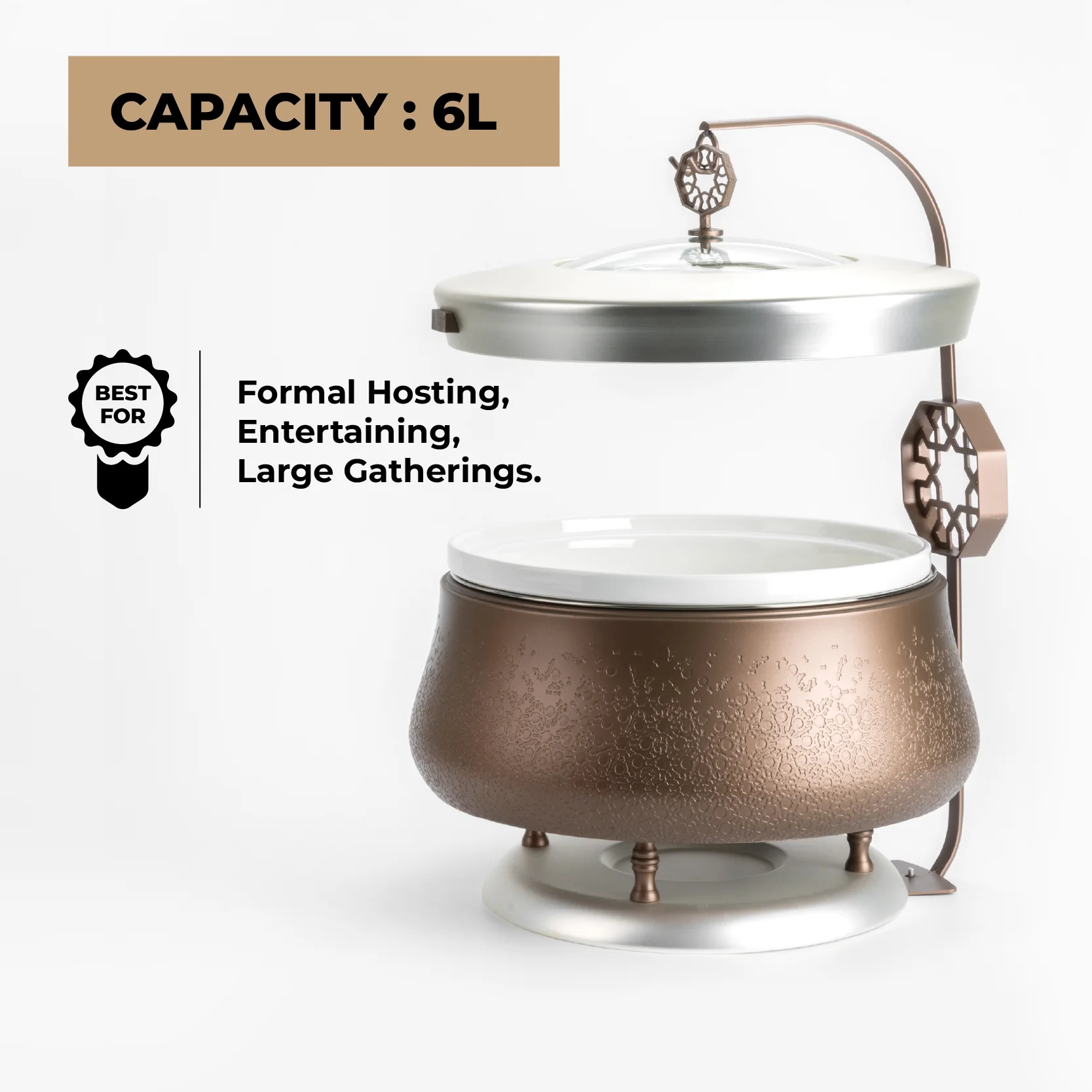 Nourhan -  6 Liters Chafer - Bronze & Silver - Image 4